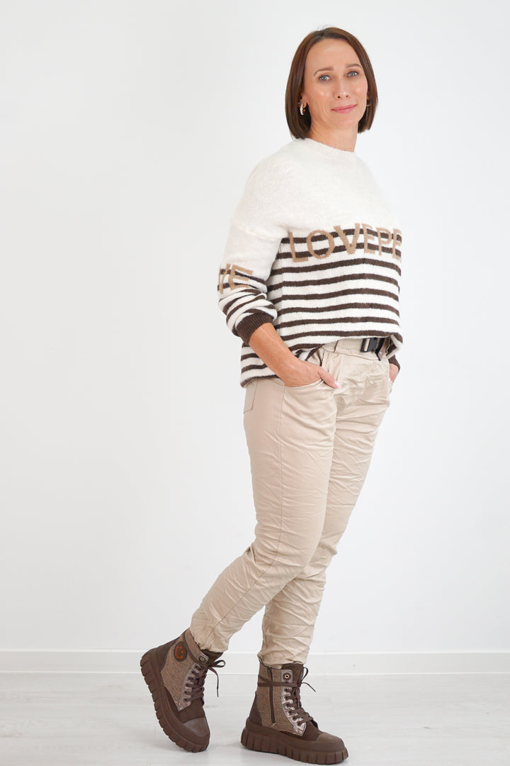 Strickpulli "LOVE&amp;PEACE", creme