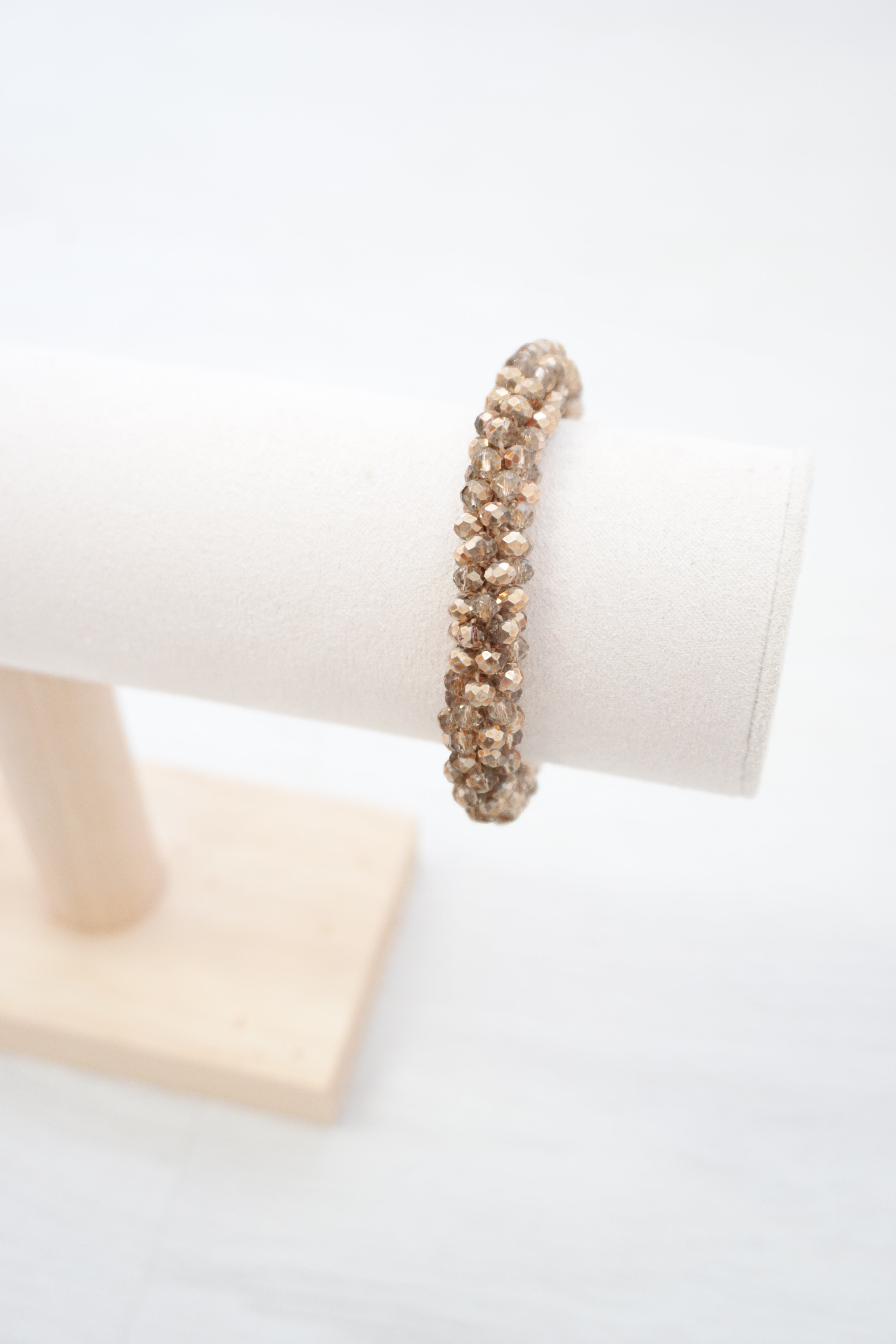 Perlenarmband, beige/gold
