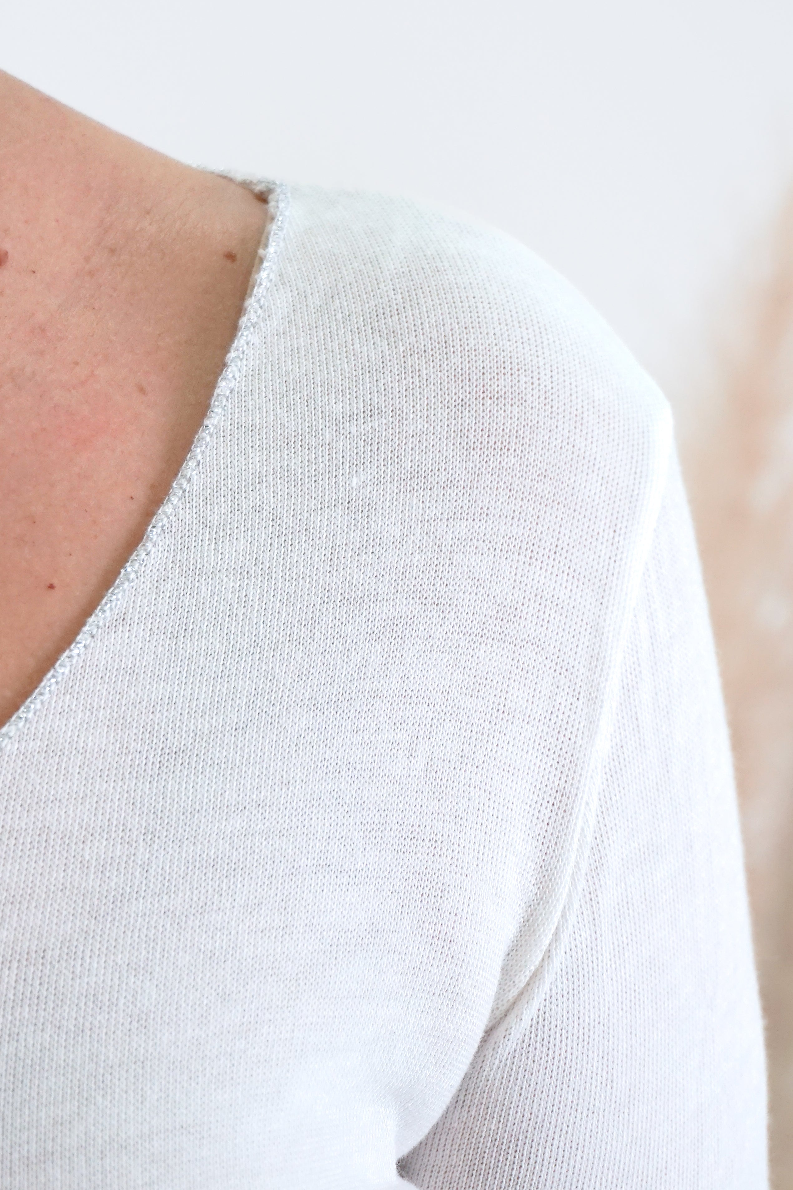 Basic Feinstrickshirt "sparkle", weiß