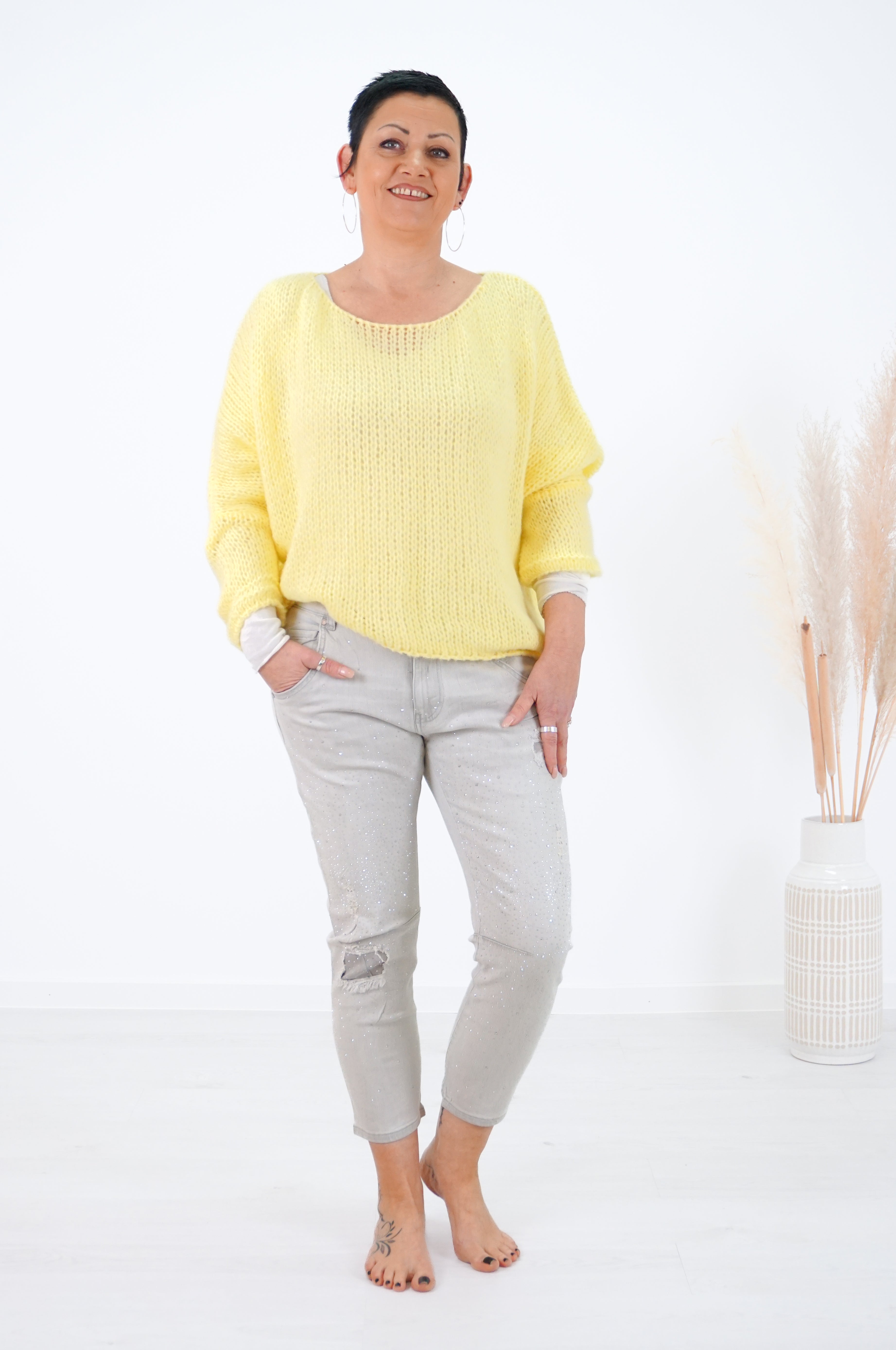 Basic Strickpulli, gelb