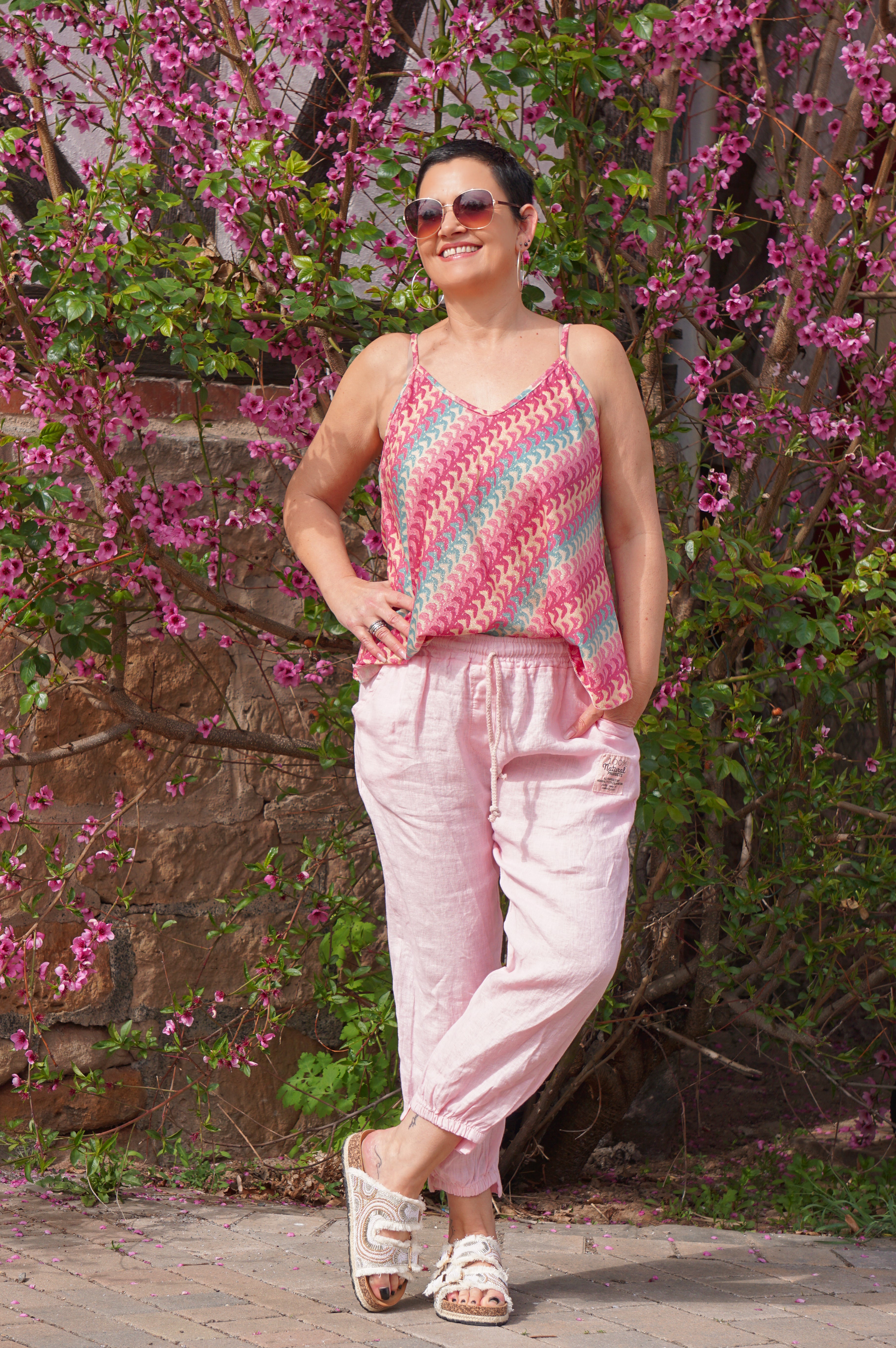 Leinenhose „natural“, rosa