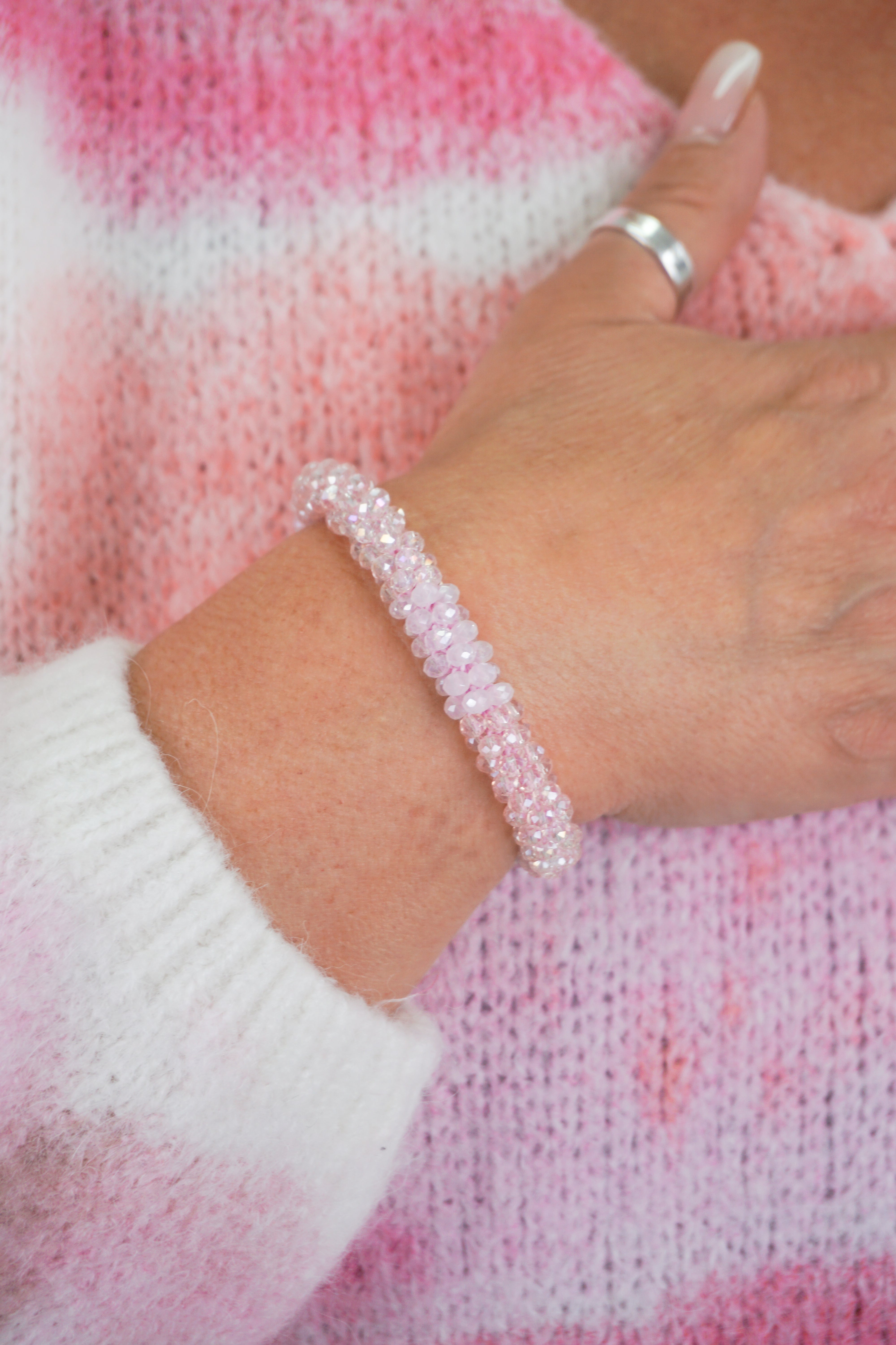 Perlenarmband, rosa/mix
