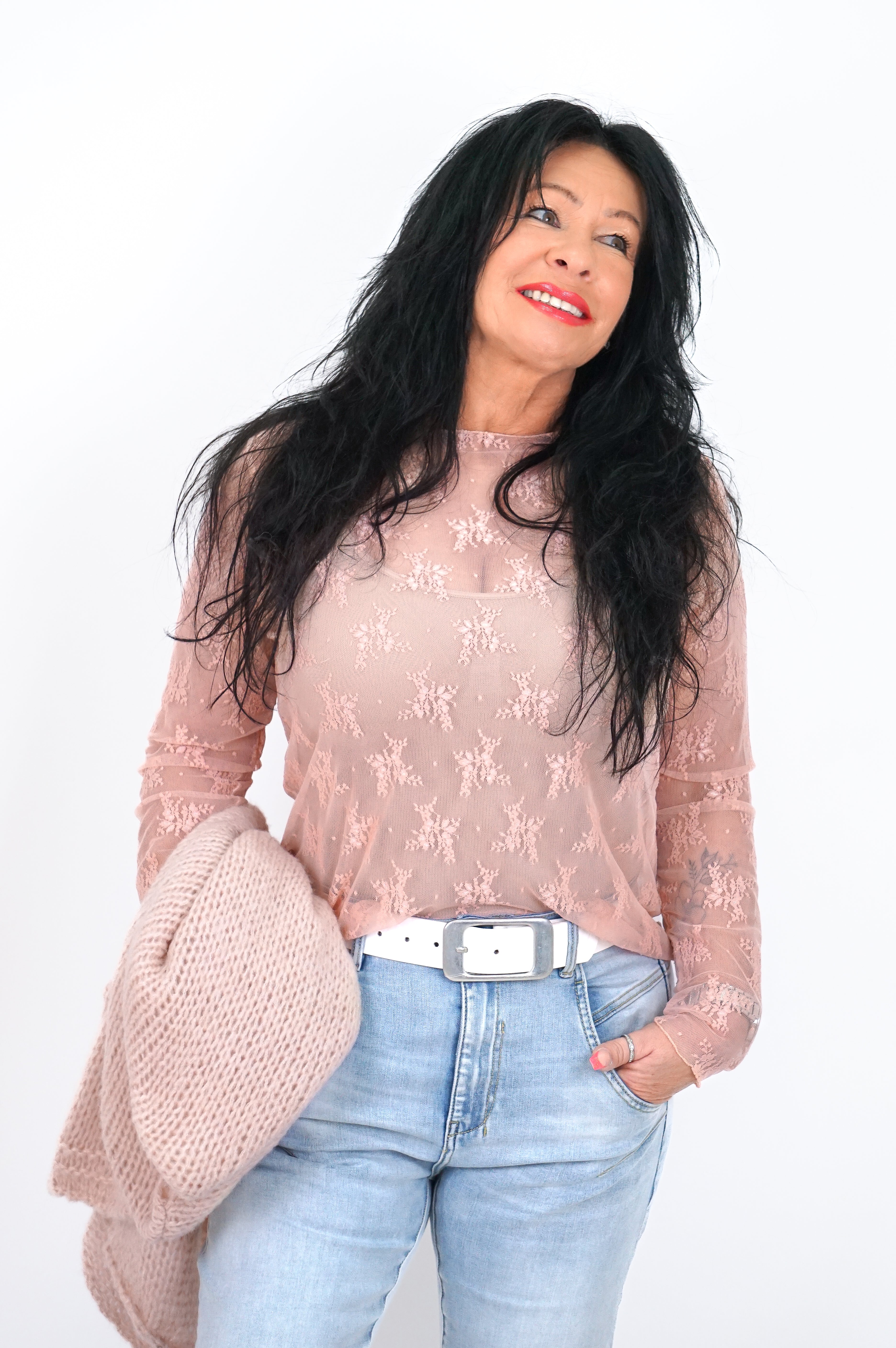 Netzshirt „flower“, rose