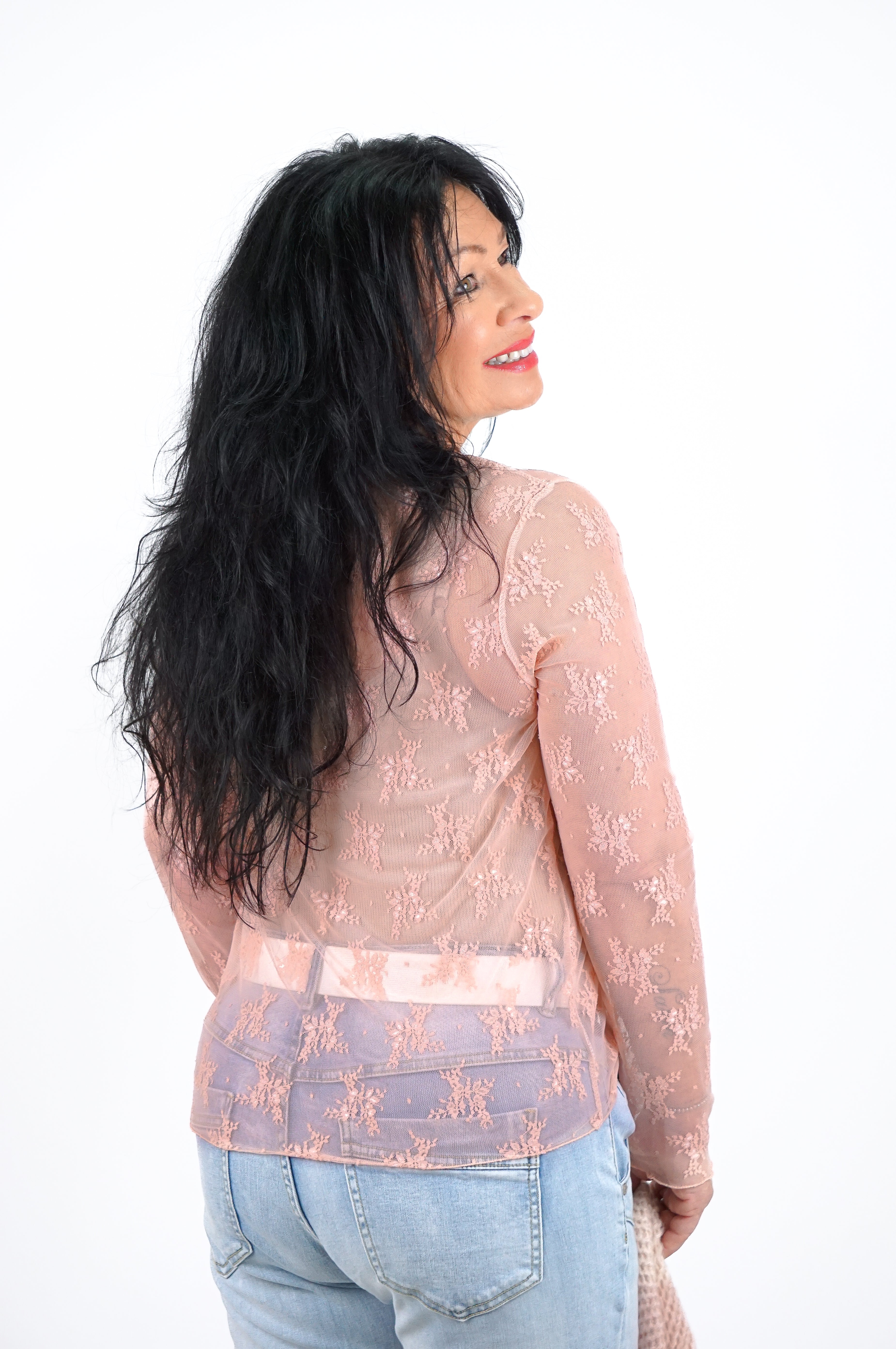 Netzshirt „flower“, rose