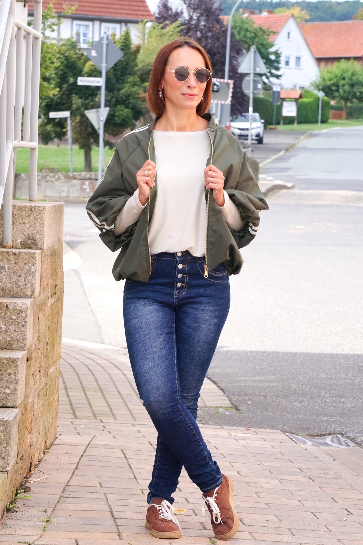 Ballonjacke mit 3/4 Ärmel, khaki/hellbeige