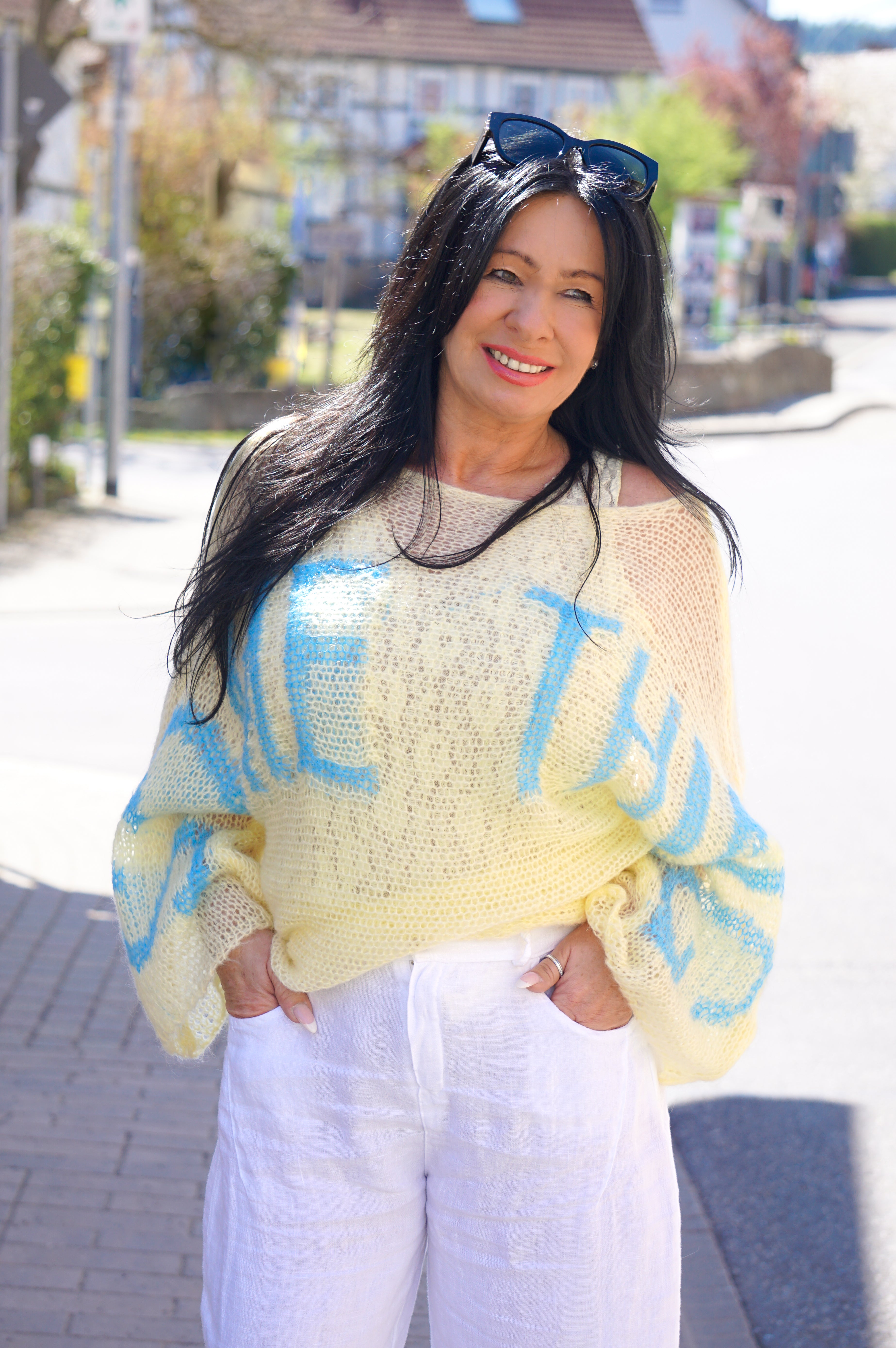 Leichter Strickpulli "Something", pastellgelb