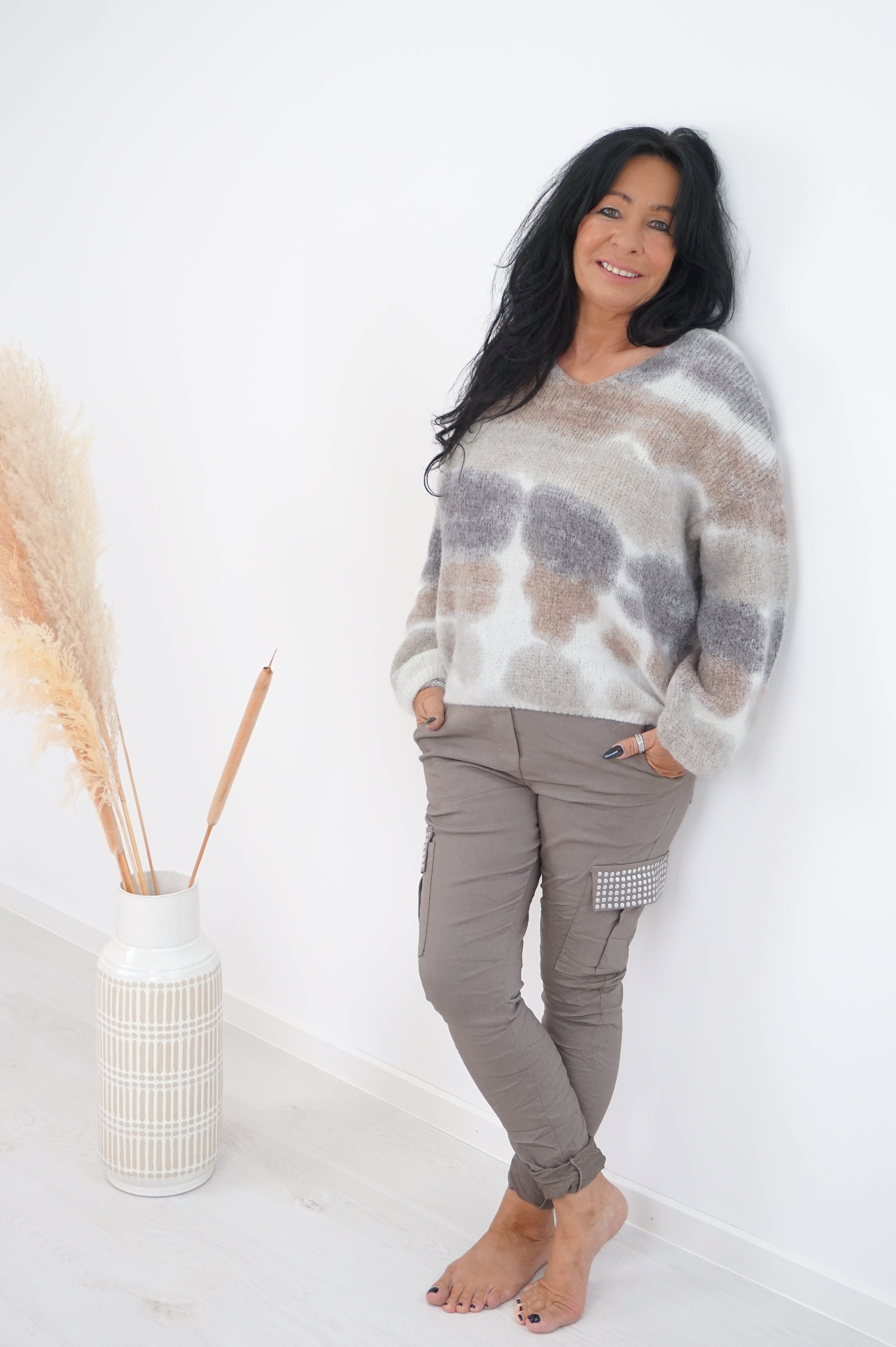 Cargo Jogpant mit Nieten, taupe