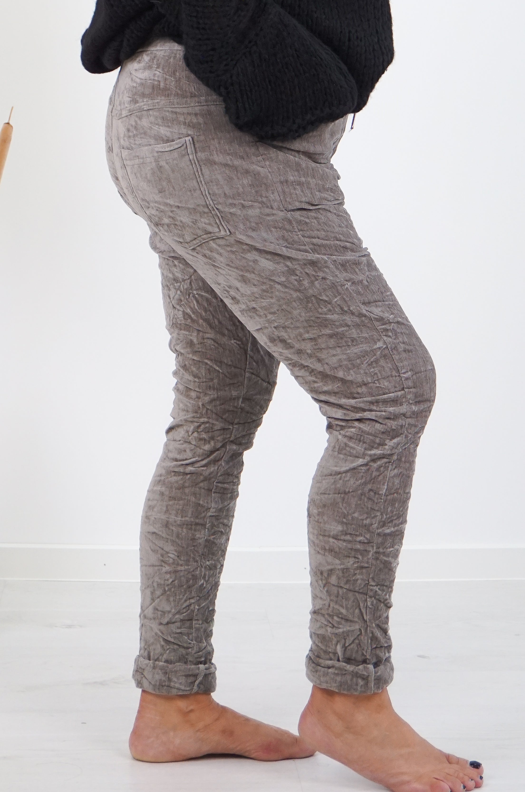 Samt Jogpant, taupe