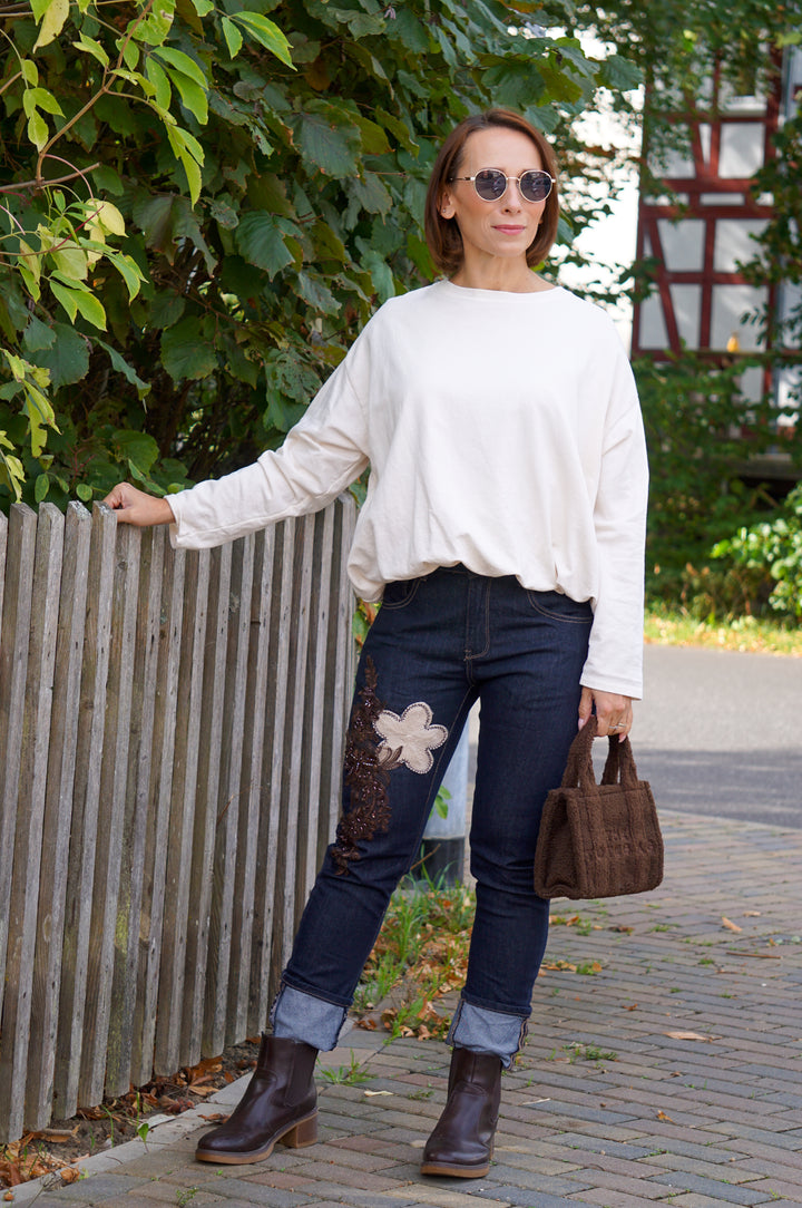 Ballon Langarmshirt, hellbeige
