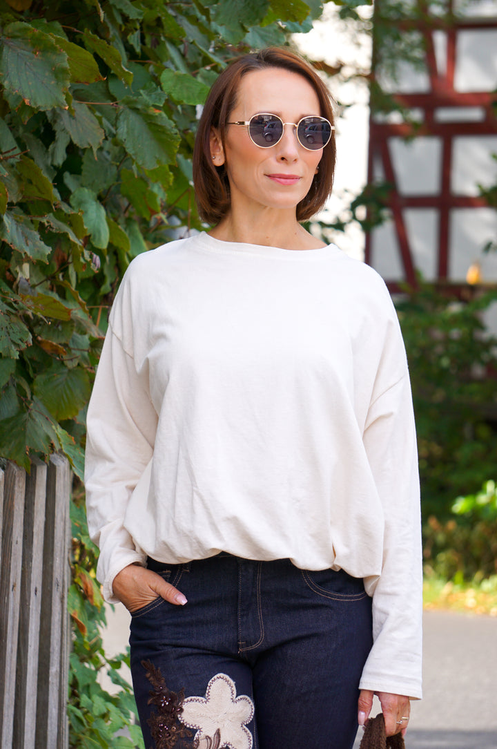 Ballon Langarmshirt, hellbeige