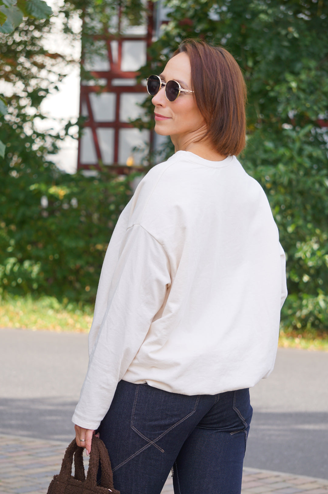 Ballon Langarmshirt, hellbeige