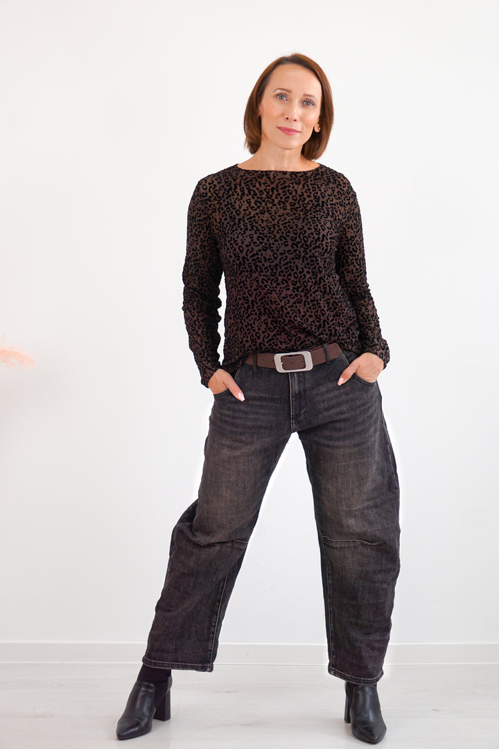 Netzshirt „Velvet Leo“, schokobraun