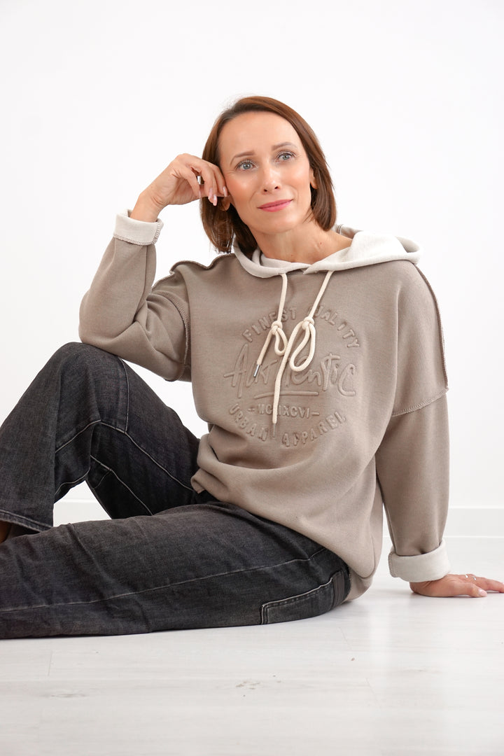 Strickhoodie "Authentic", taupe/beige