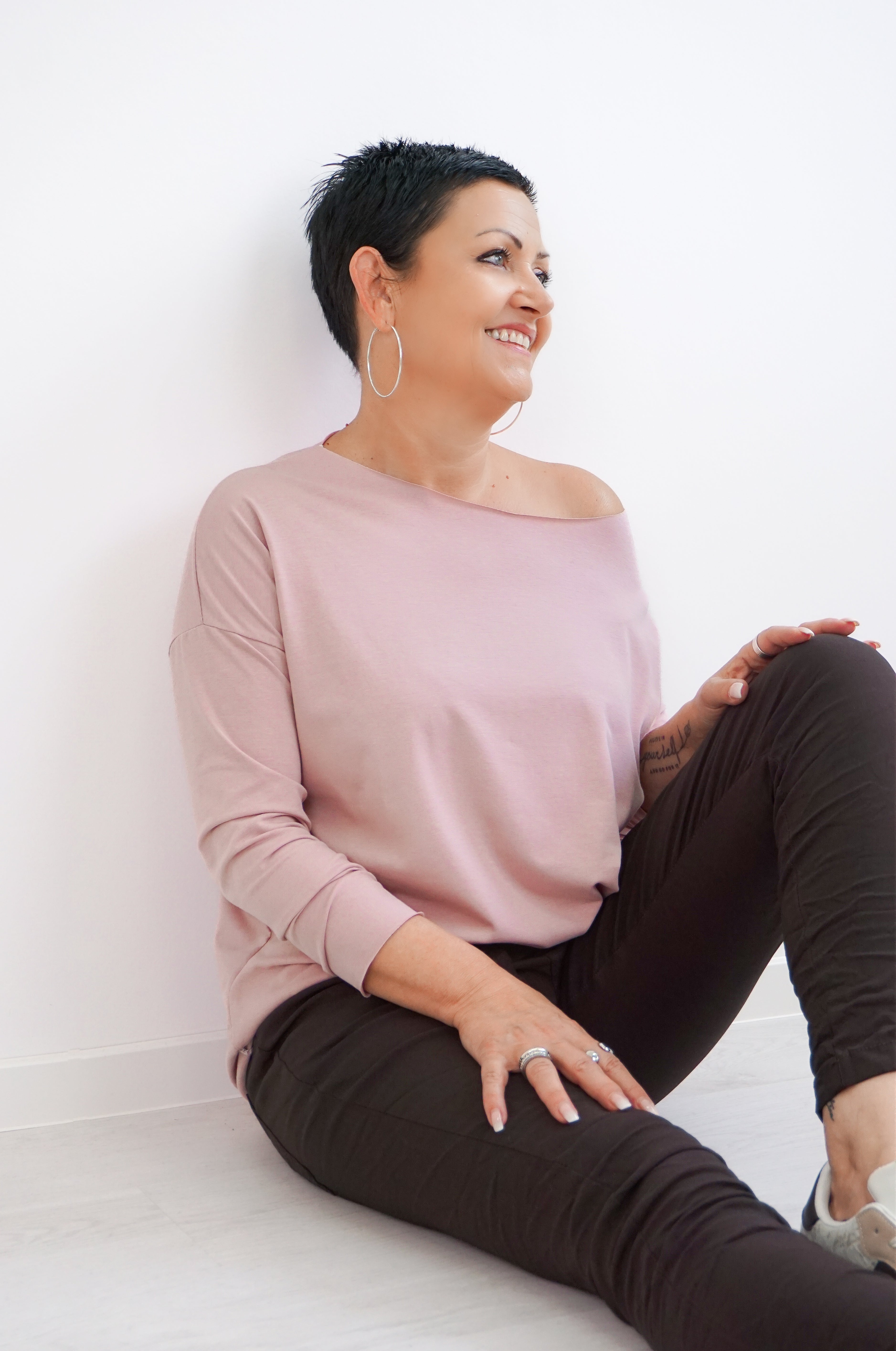 Basic Langarmshirt, rose