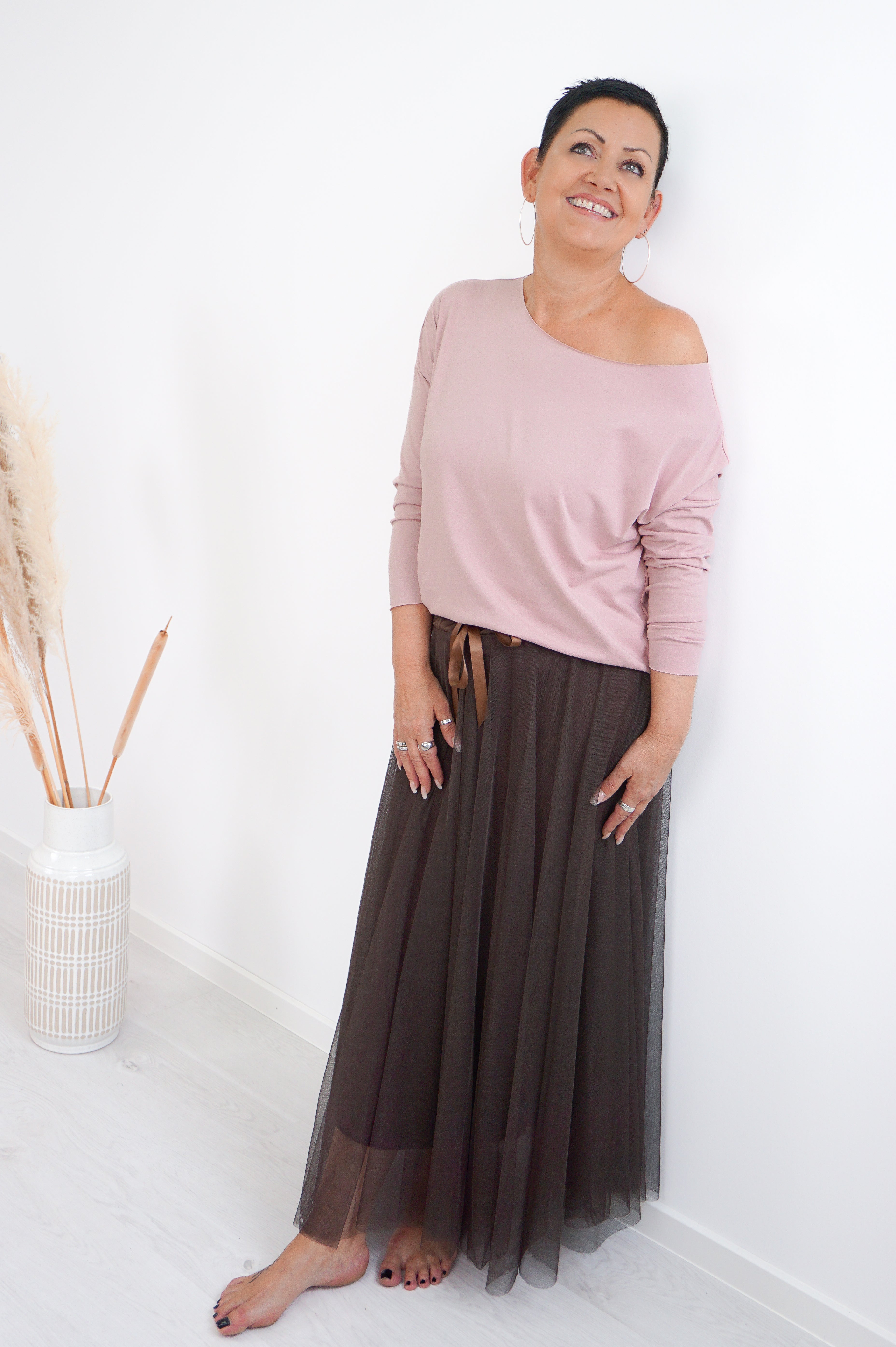 Basic Langarmshirt, rose