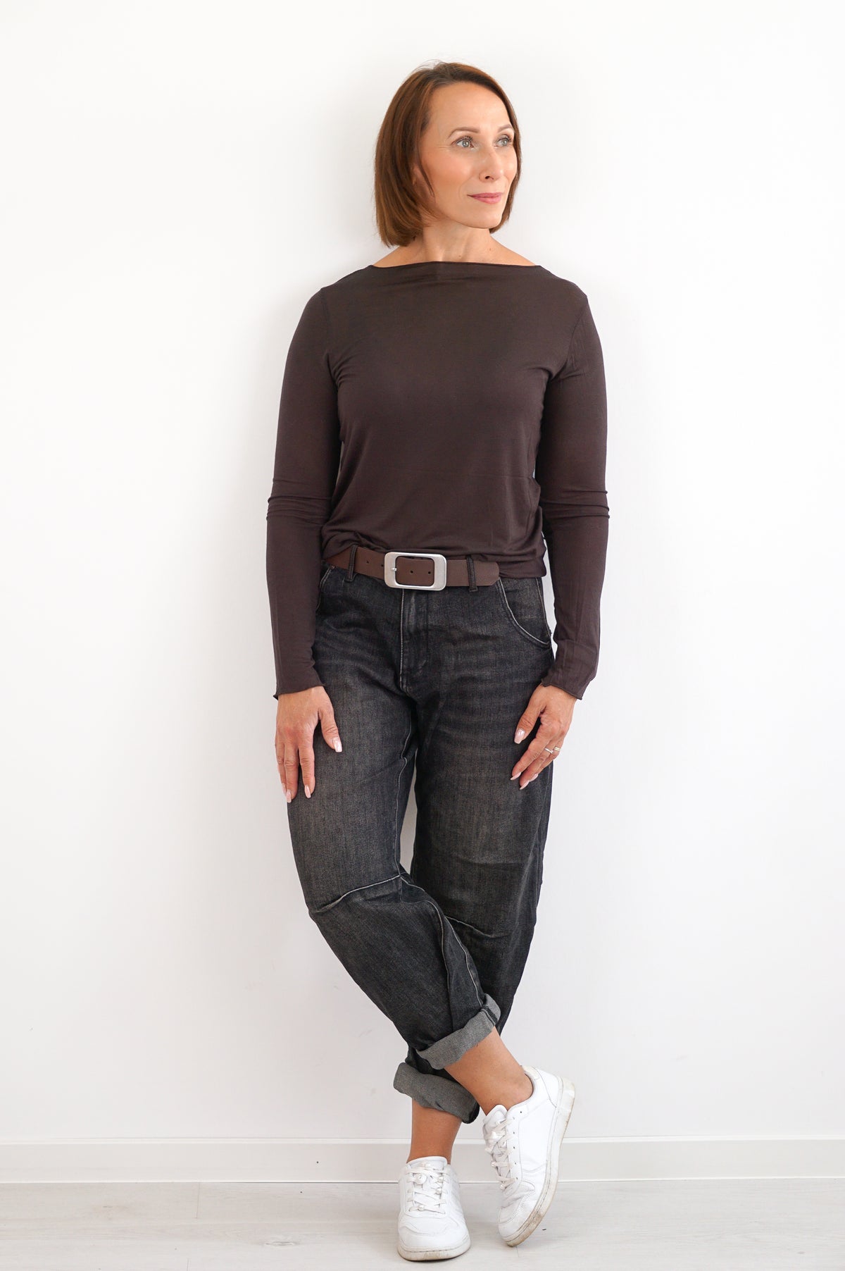 Leichtes Feinstrickshirt mit Kaschmir, schokobraun