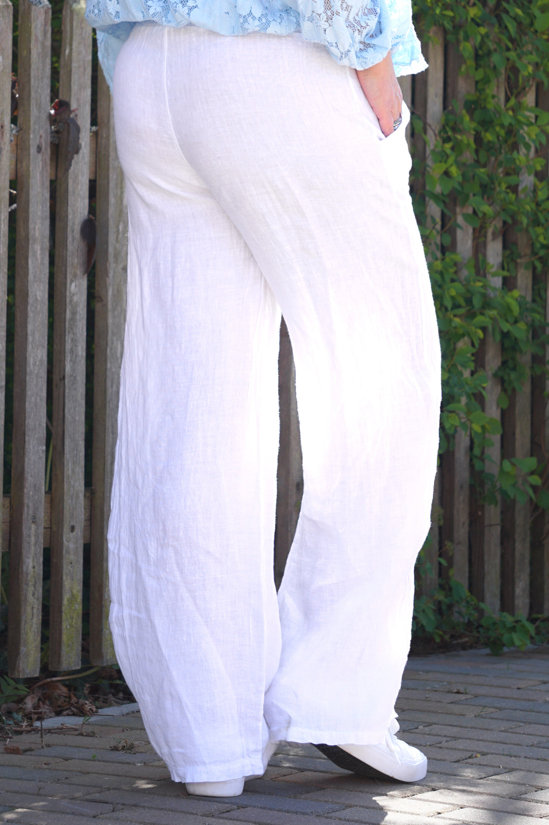 Leinenhose mit geradem Bein, weiß