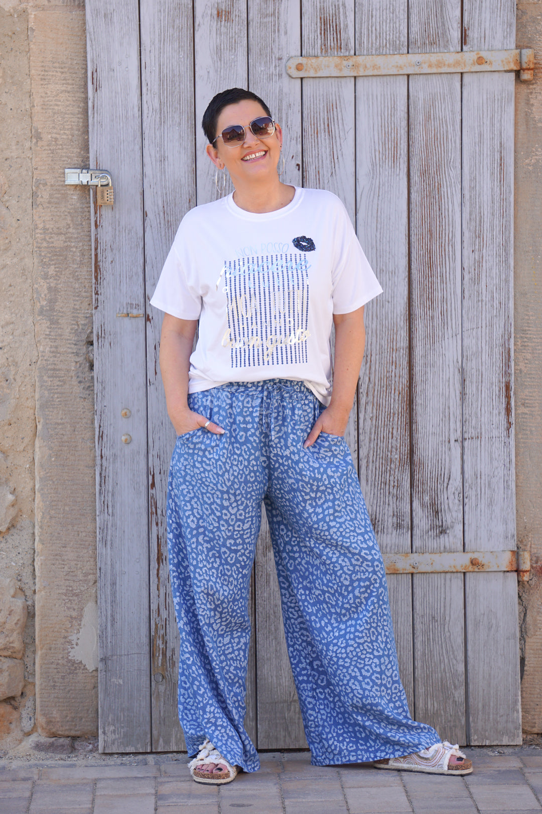 T-Shirt "buon gusto", dunkelblau/silber