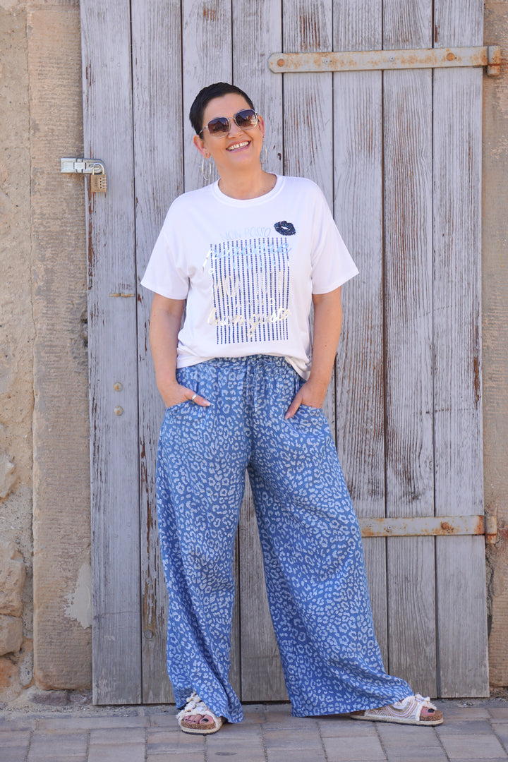 T-Shirt "buon gusto", dunkelblau/silber