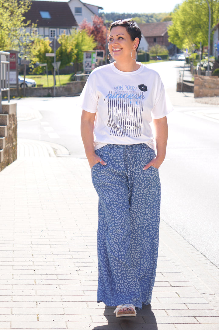 T-Shirt "buon gusto", dunkelblau/silber