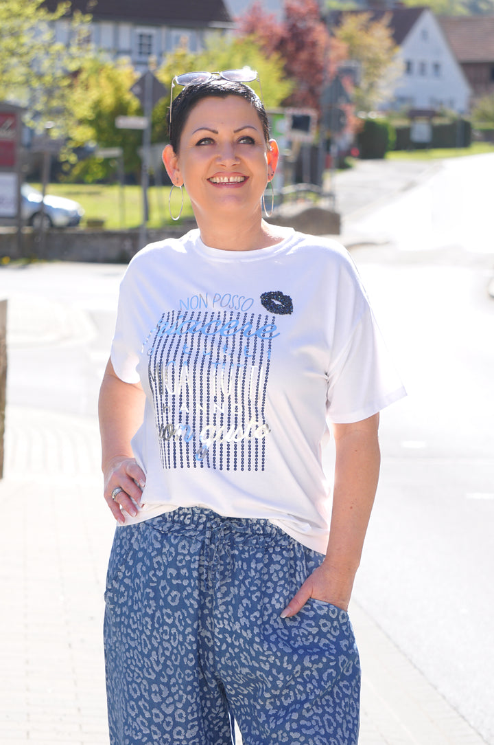 T-Shirt "buon gusto", dunkelblau/silber