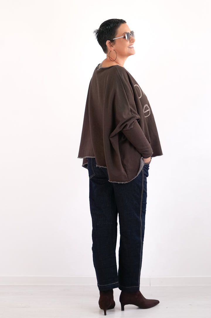 Oversize Sweatshirt „Cosmic cutie“, schokobraun