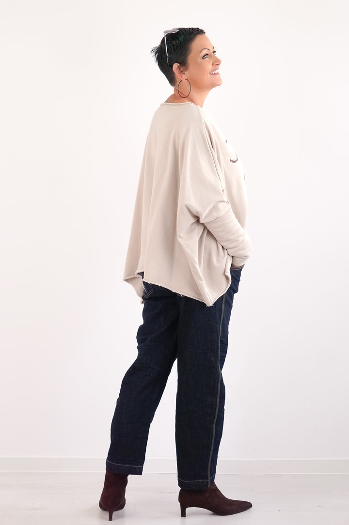 Oversize Sweatshirt „Cosmic cutie“, beige