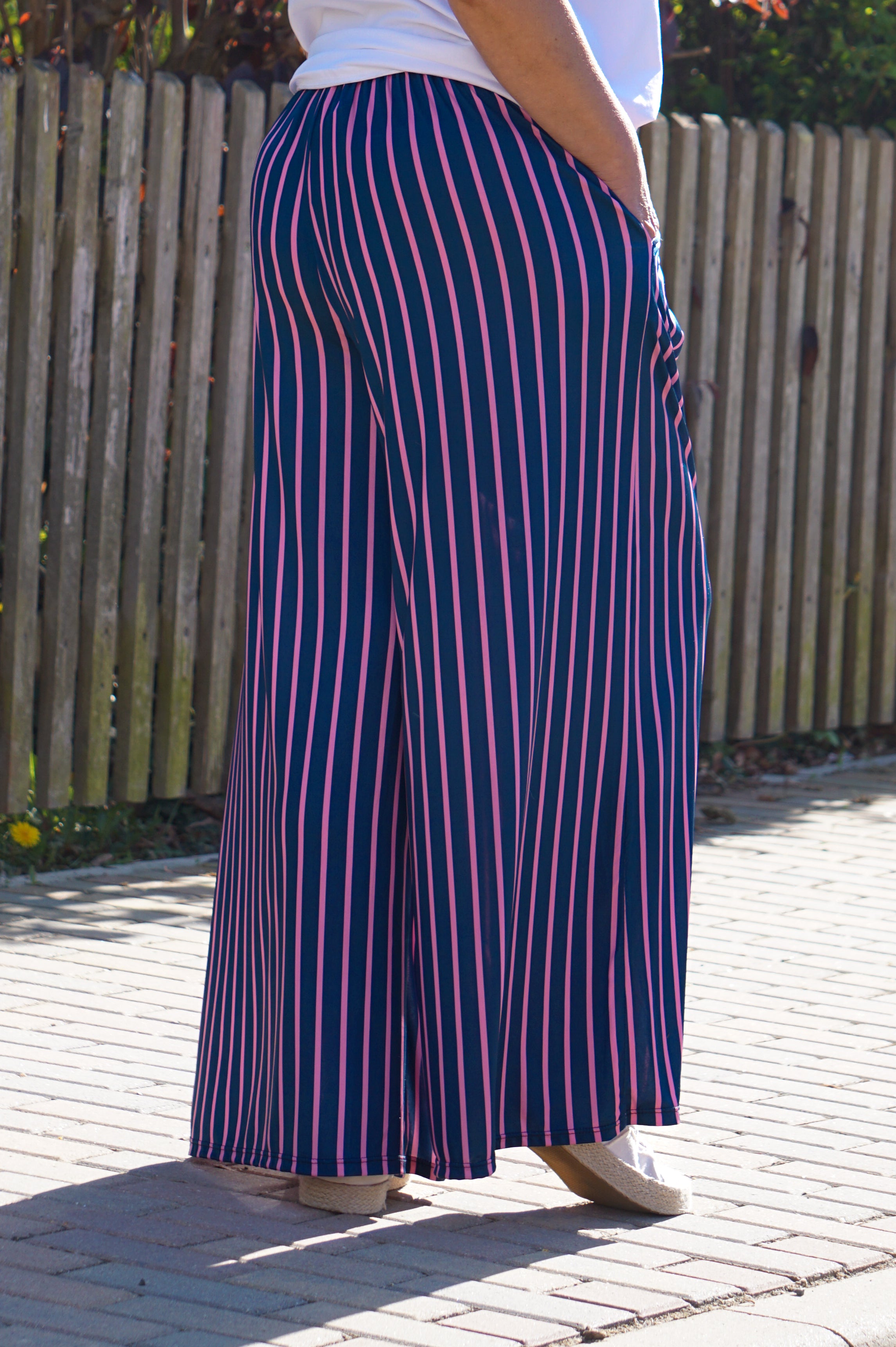 Marlene mit Streifen, dunkelblau/Candy pink