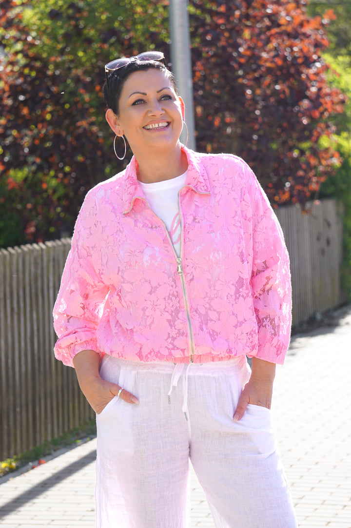 Blousonjacke aus Spitze, Candy pink