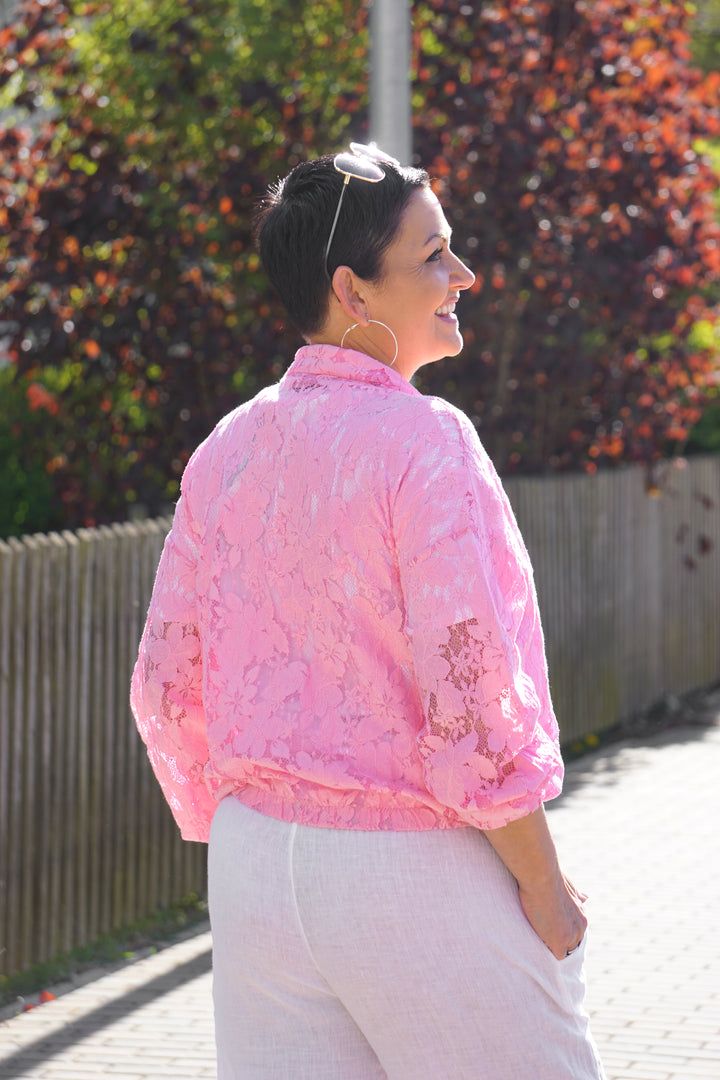 Blousonjacke aus Spitze, Candy pink
