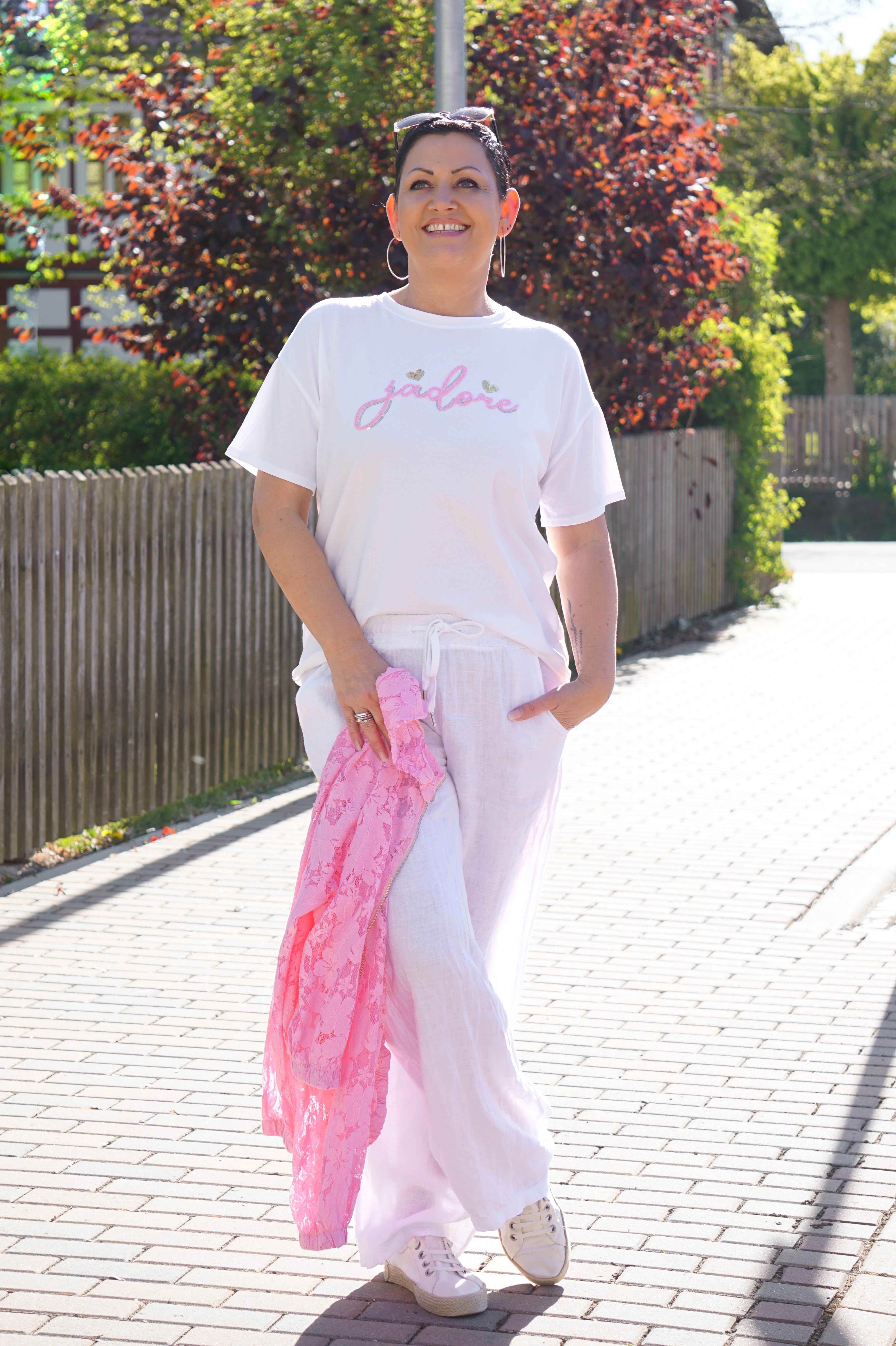 Blousonjacke aus Spitze, Candy pink