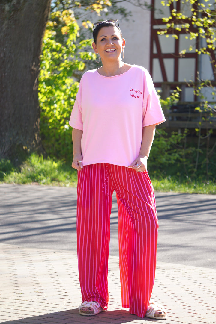 Kurzarm Sweatshirt "la dolce vita, rosa