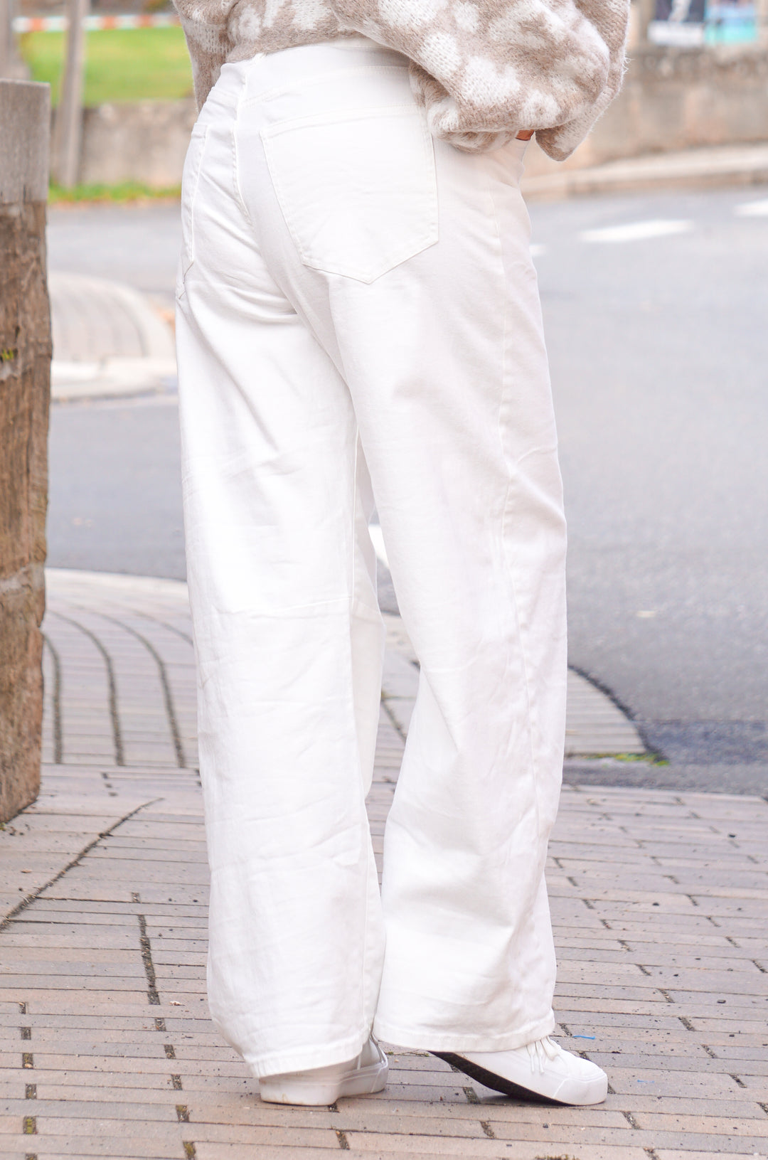 Sexy Woman Jeans mit weitem Bein, Creme