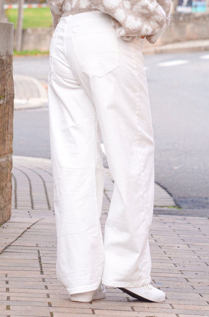 Sexy Woman Jeans mit weitem Bein, Creme