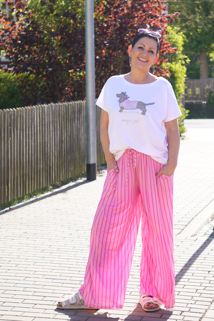 Marlene mit Streifen, Candy pink/pink