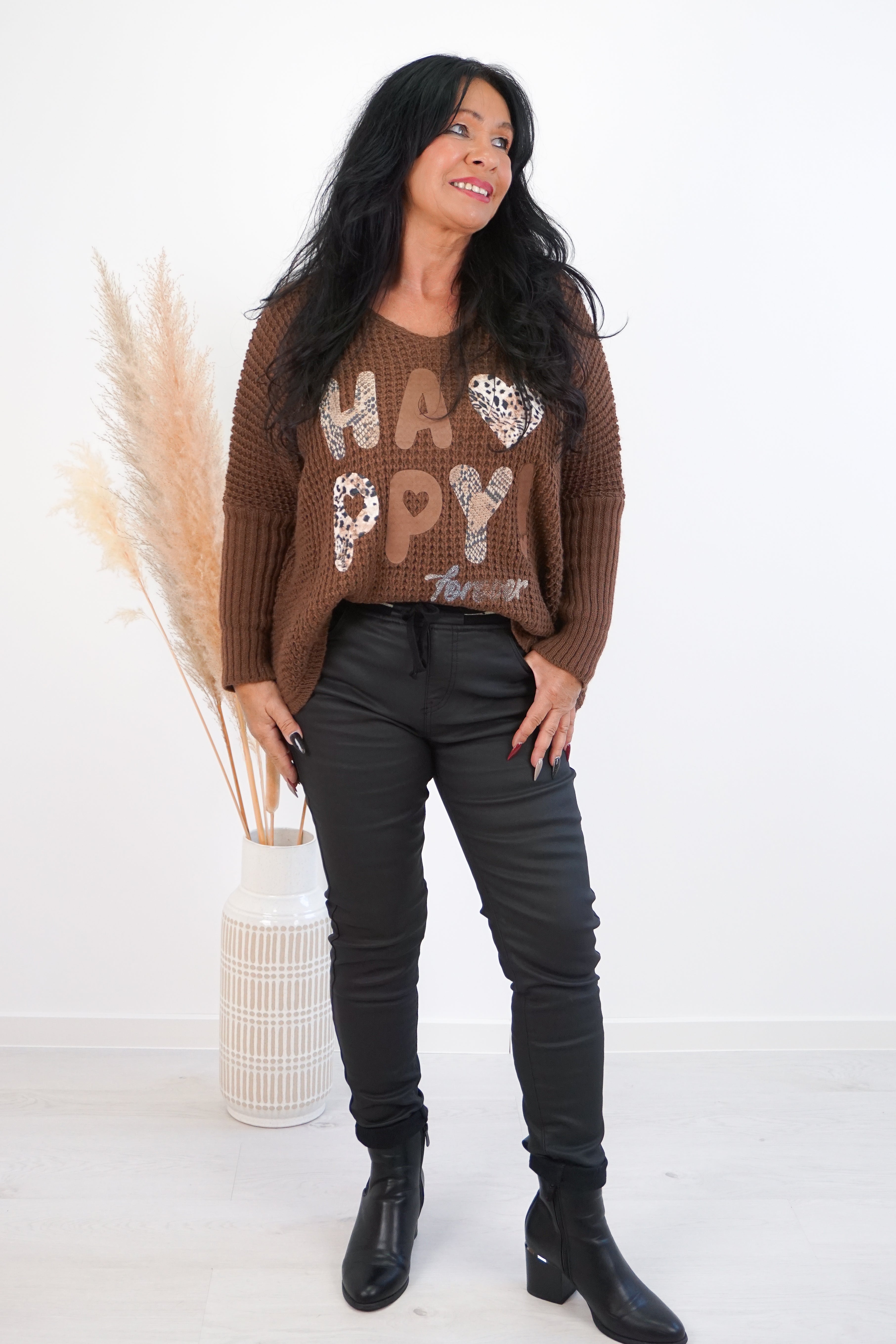 Strickpulli "happy"