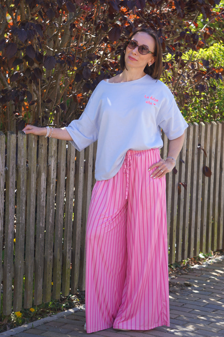 Marlene mit Streifen, Candy pink/pink