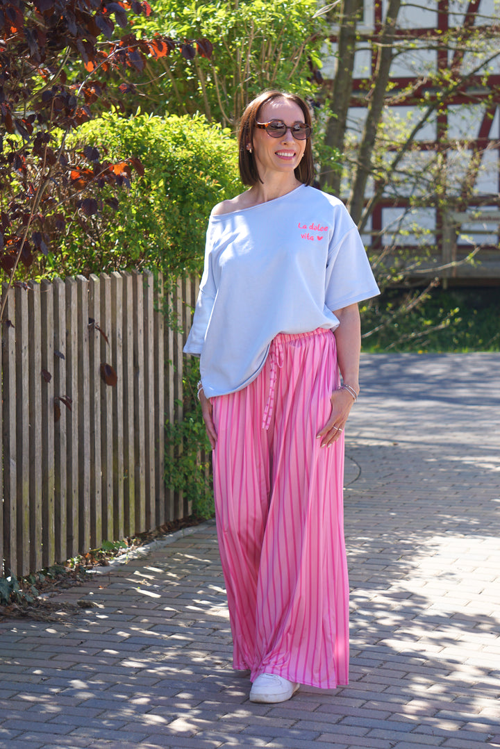 Marlene mit Streifen, Candy pink/pink