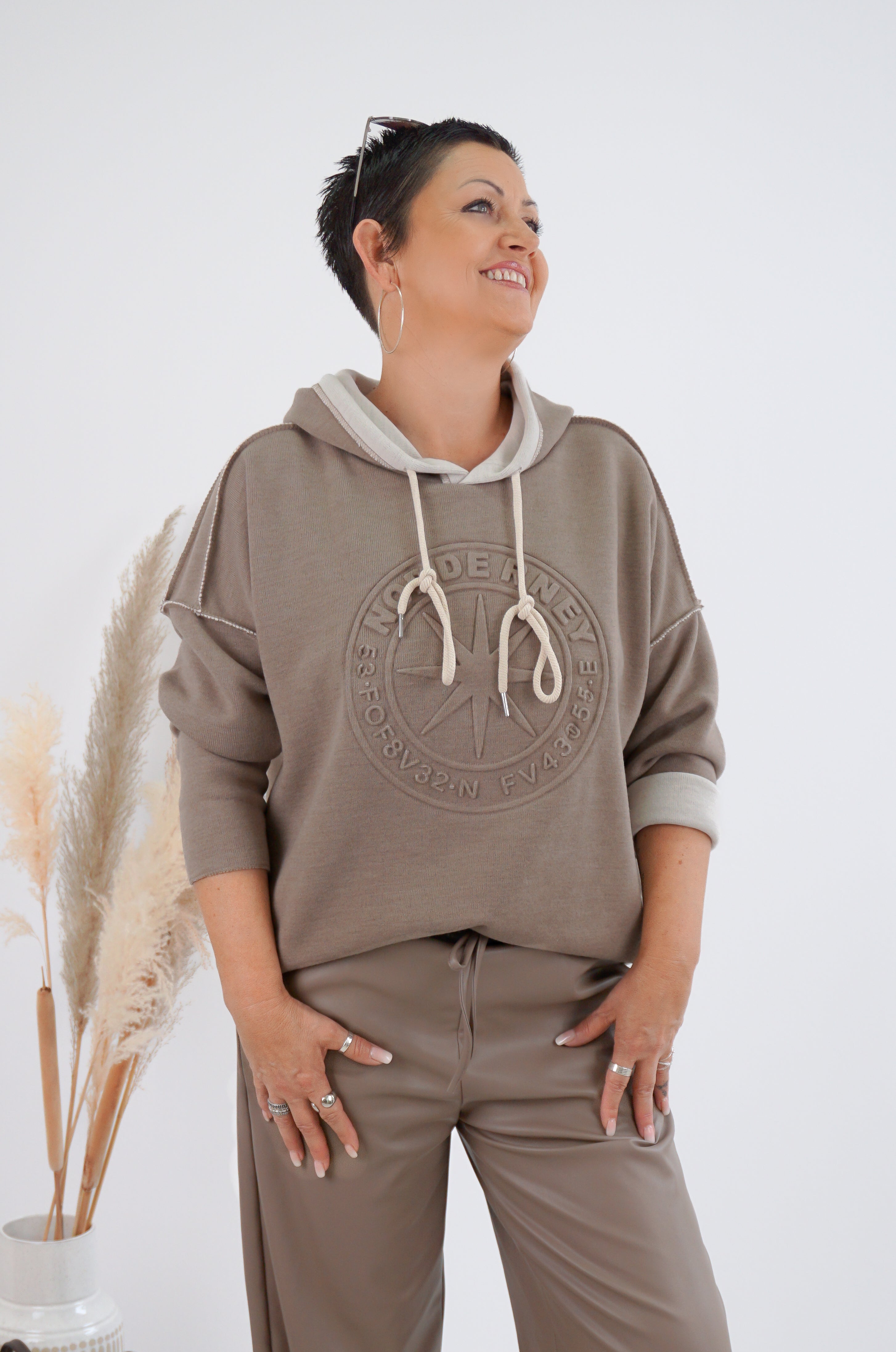 Strickhoodie "Norderney", taupe/beige