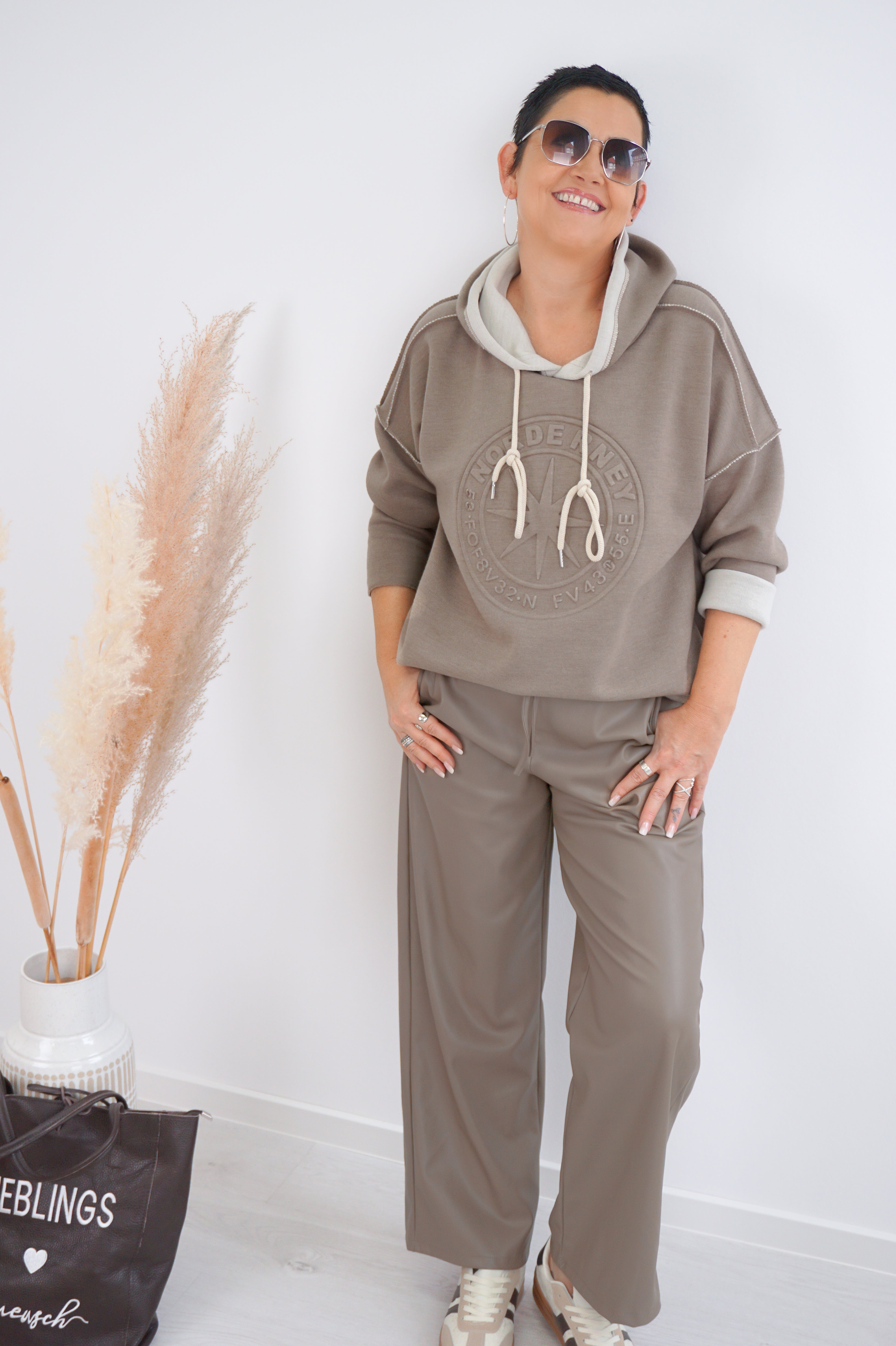 Strickhoodie "Norderney", taupe/beige