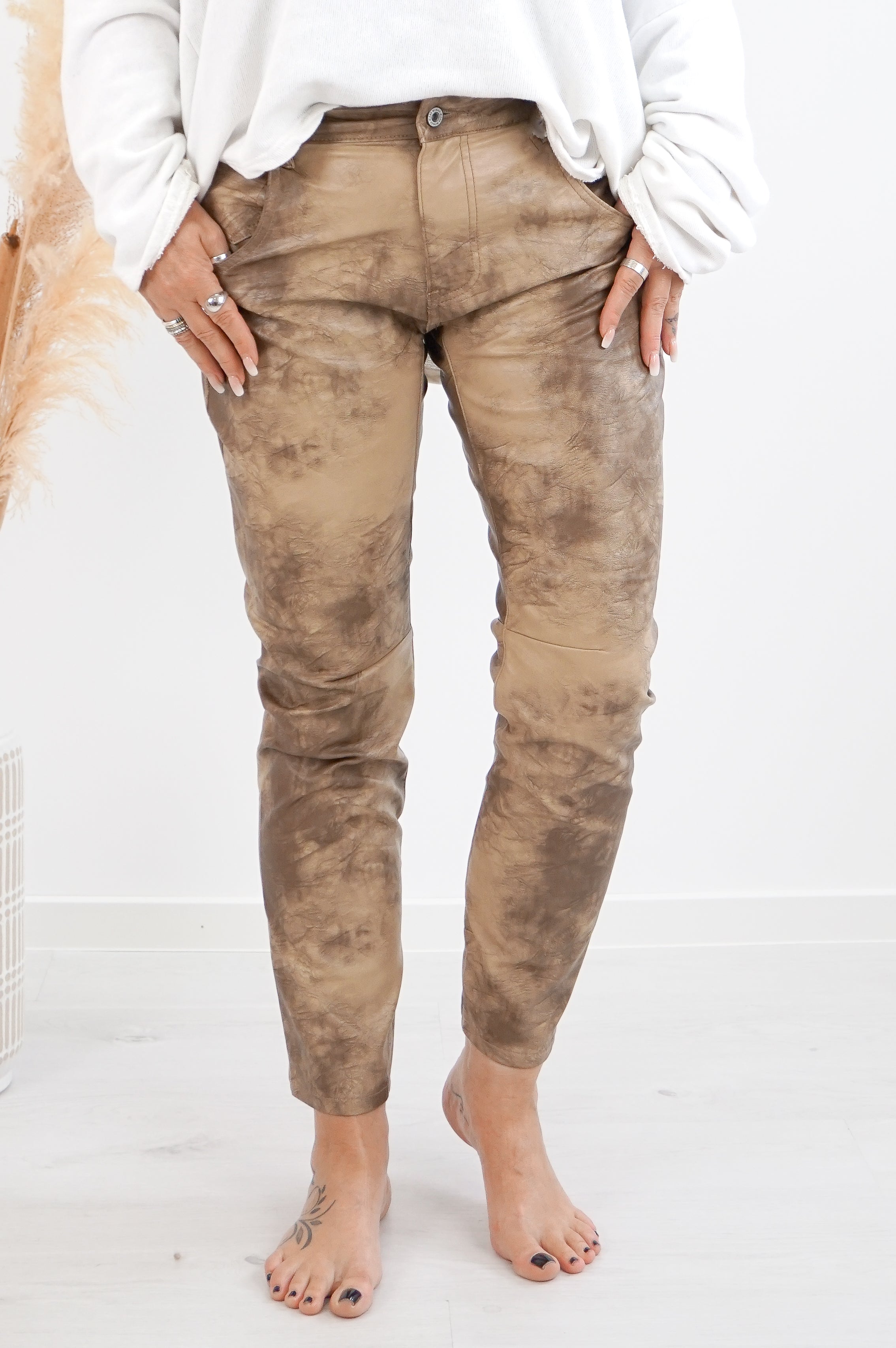 Sexy Woman Lederimitat Hose „special“, camel