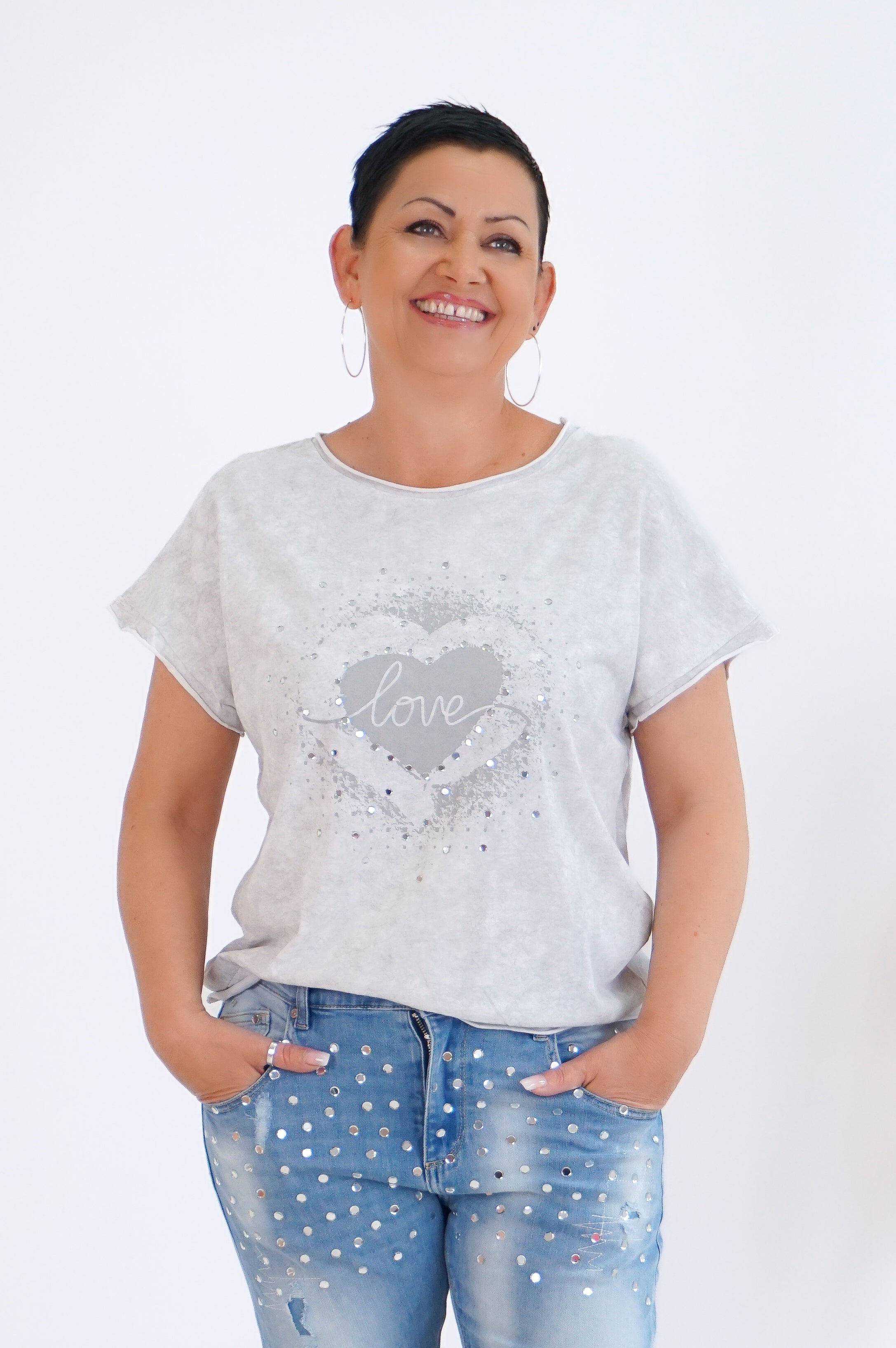 T-Shirt im marmoriertem Look "love"