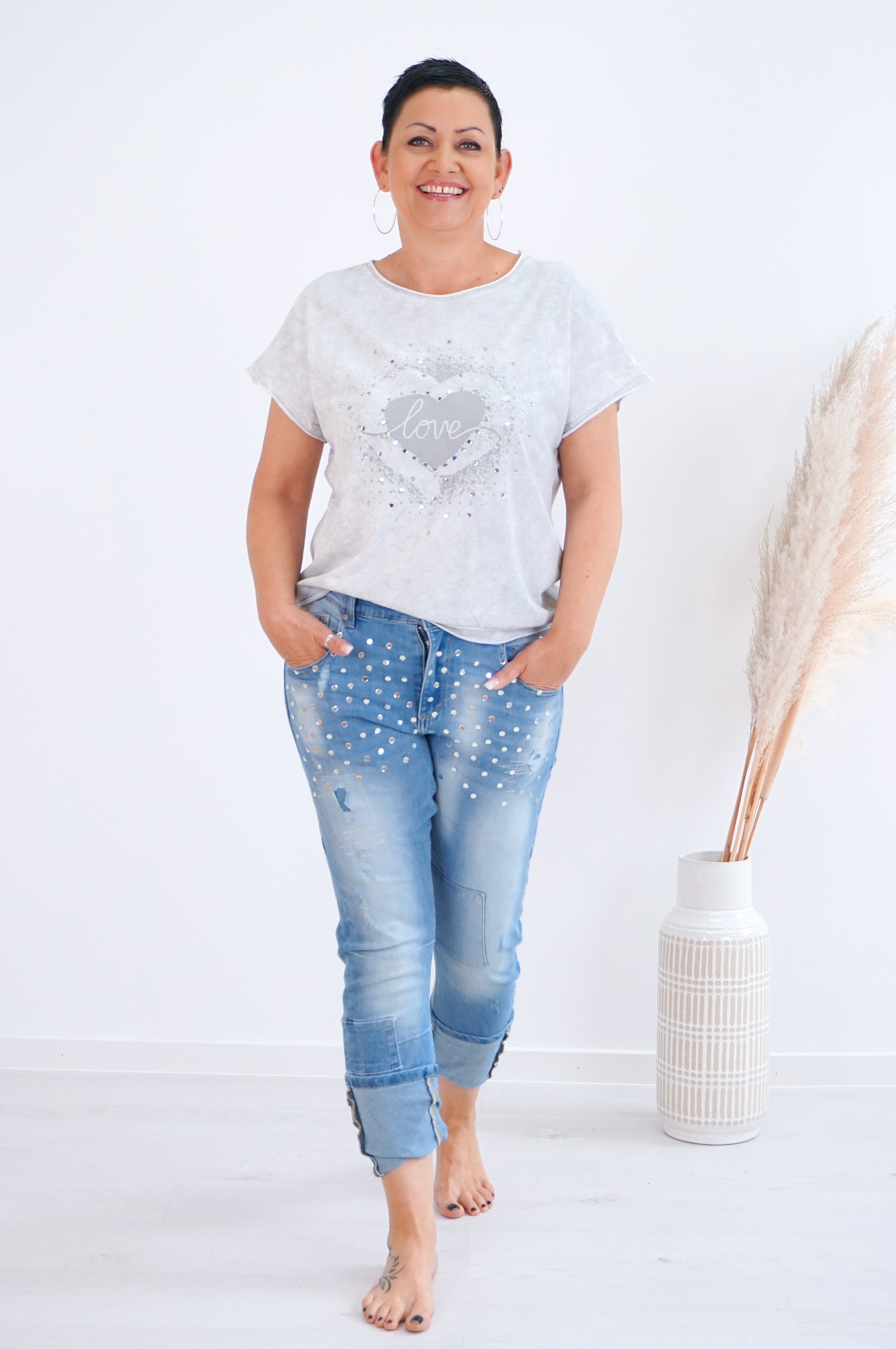 T-Shirt im marmoriertem Look "love"