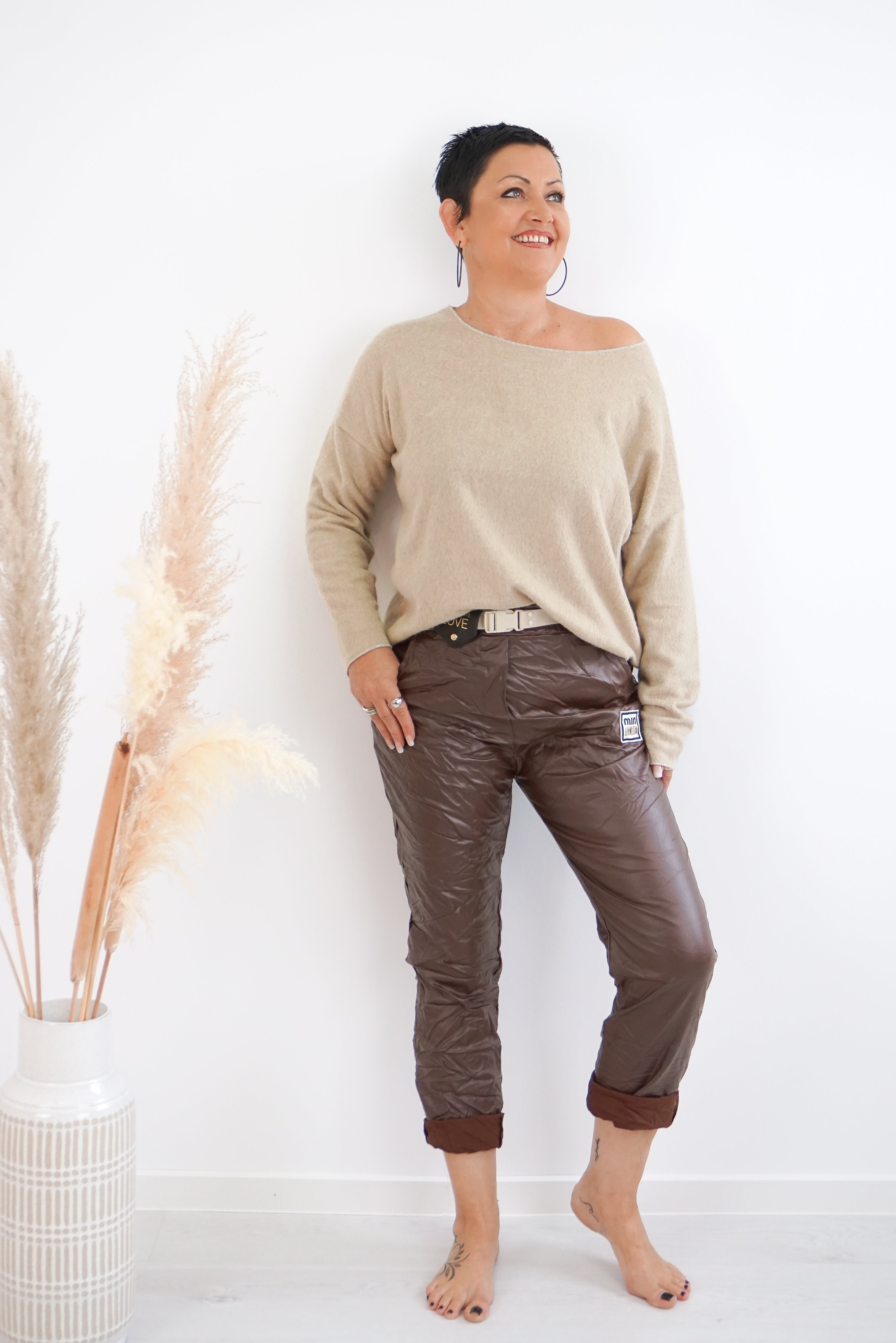 Flauschiger Feinstrickpulli, Camel