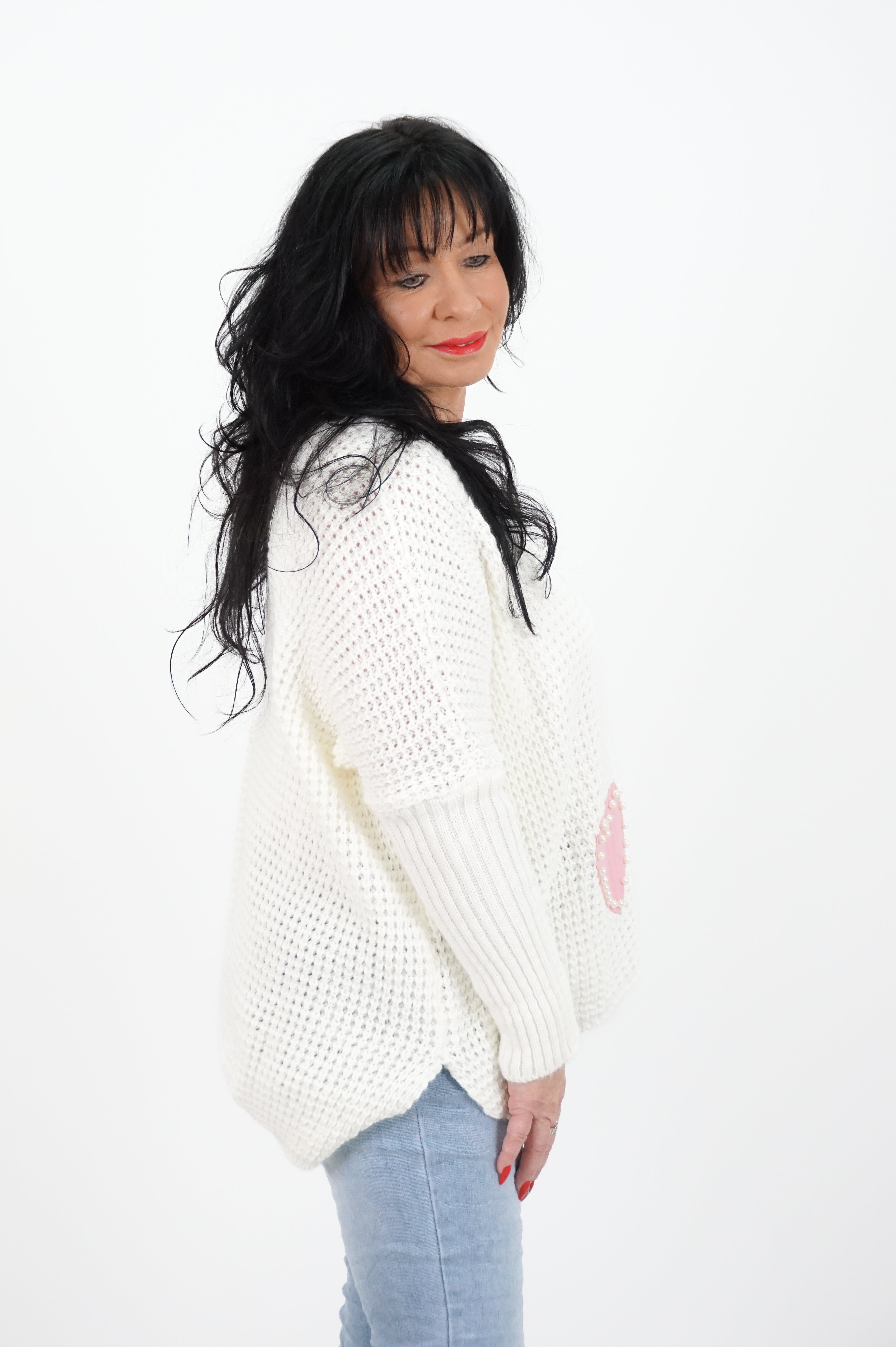 Strickpulli "lovely", wollweiß