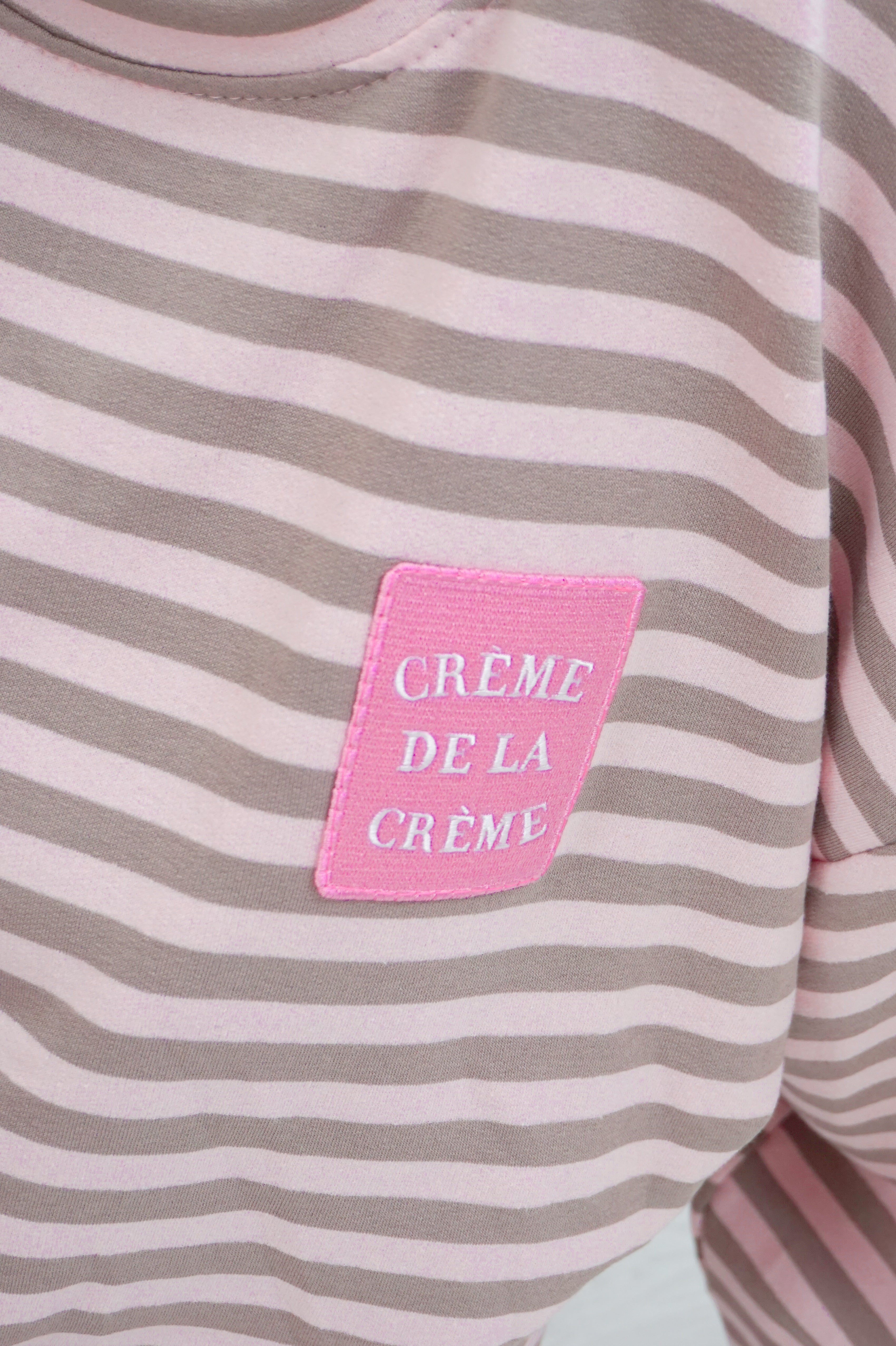 Langarmshirt „creme de la creme“, rosa/taupe