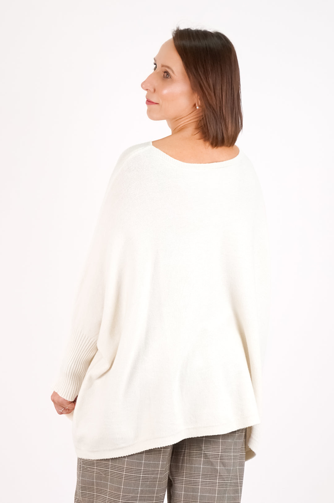 Weiter Feinstrickpulli „sparkle“, creme