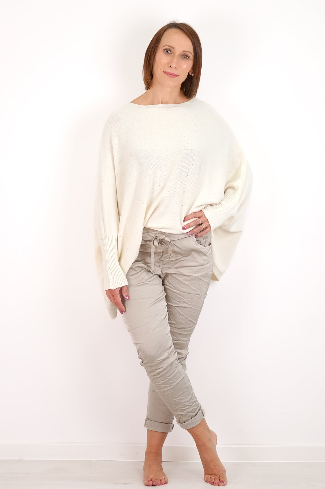 Jogpant im Satin Look, beige