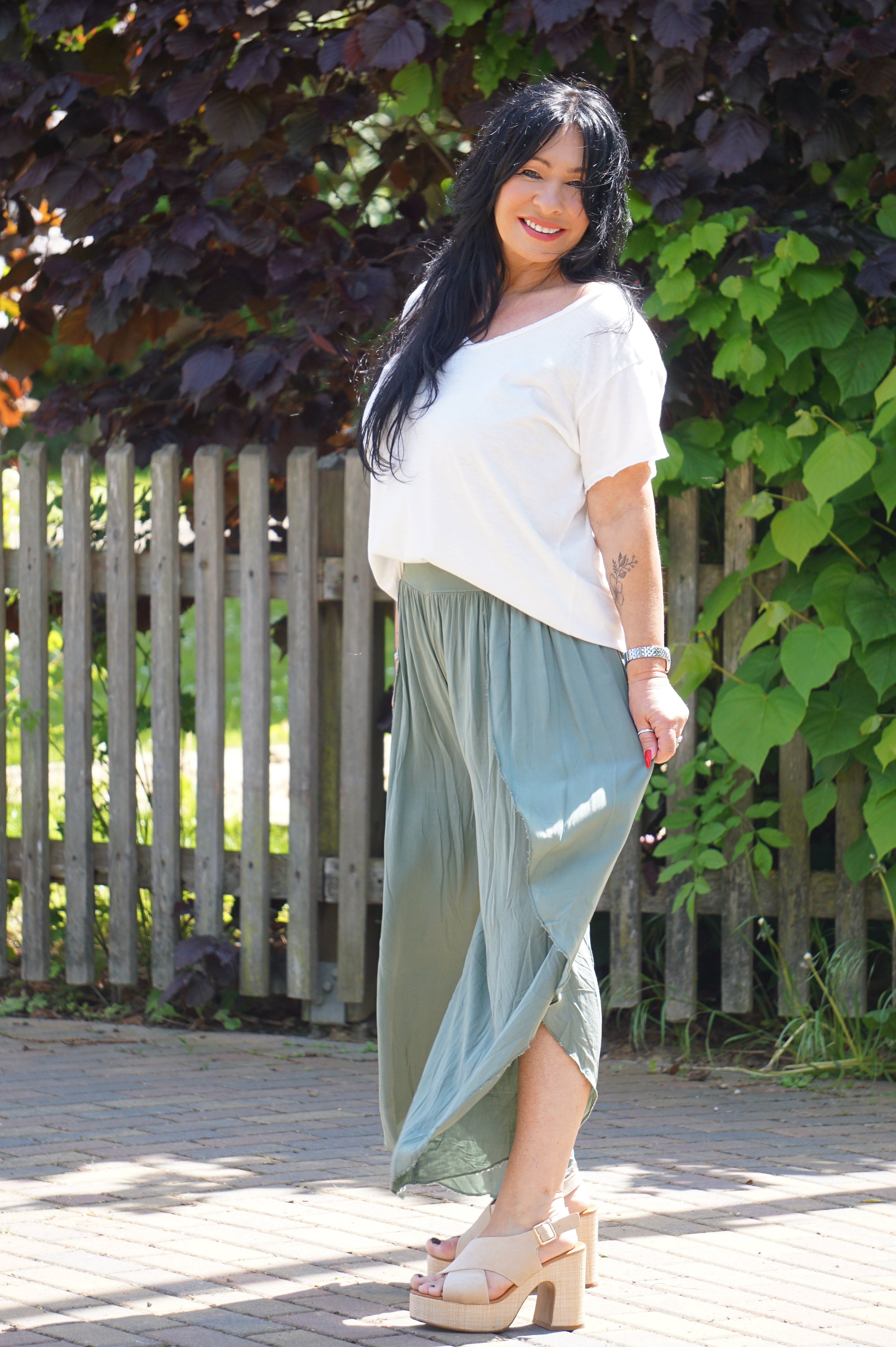 Verspielte Sommerhose, khaki