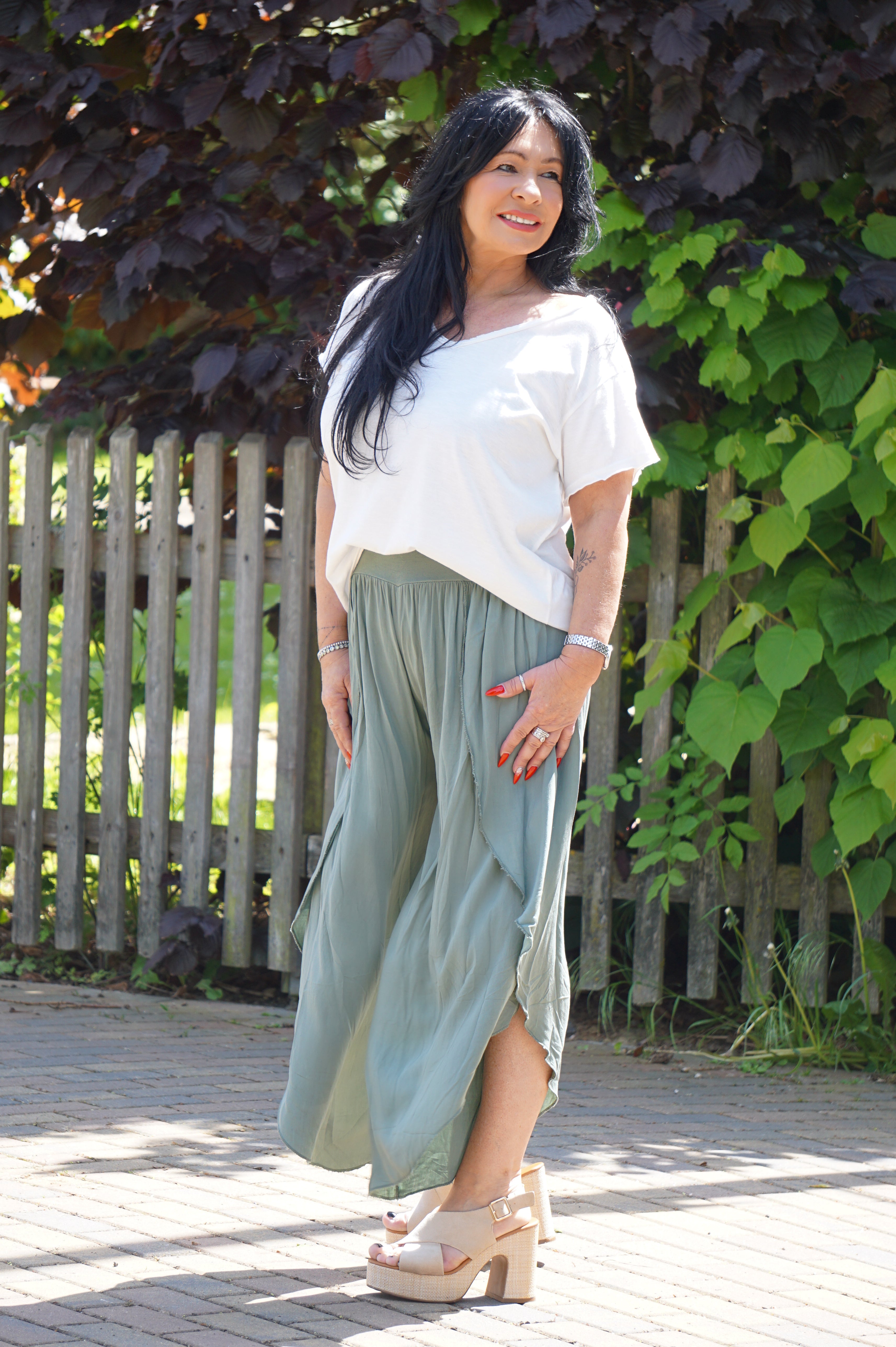 Verspielte Sommerhose, khaki